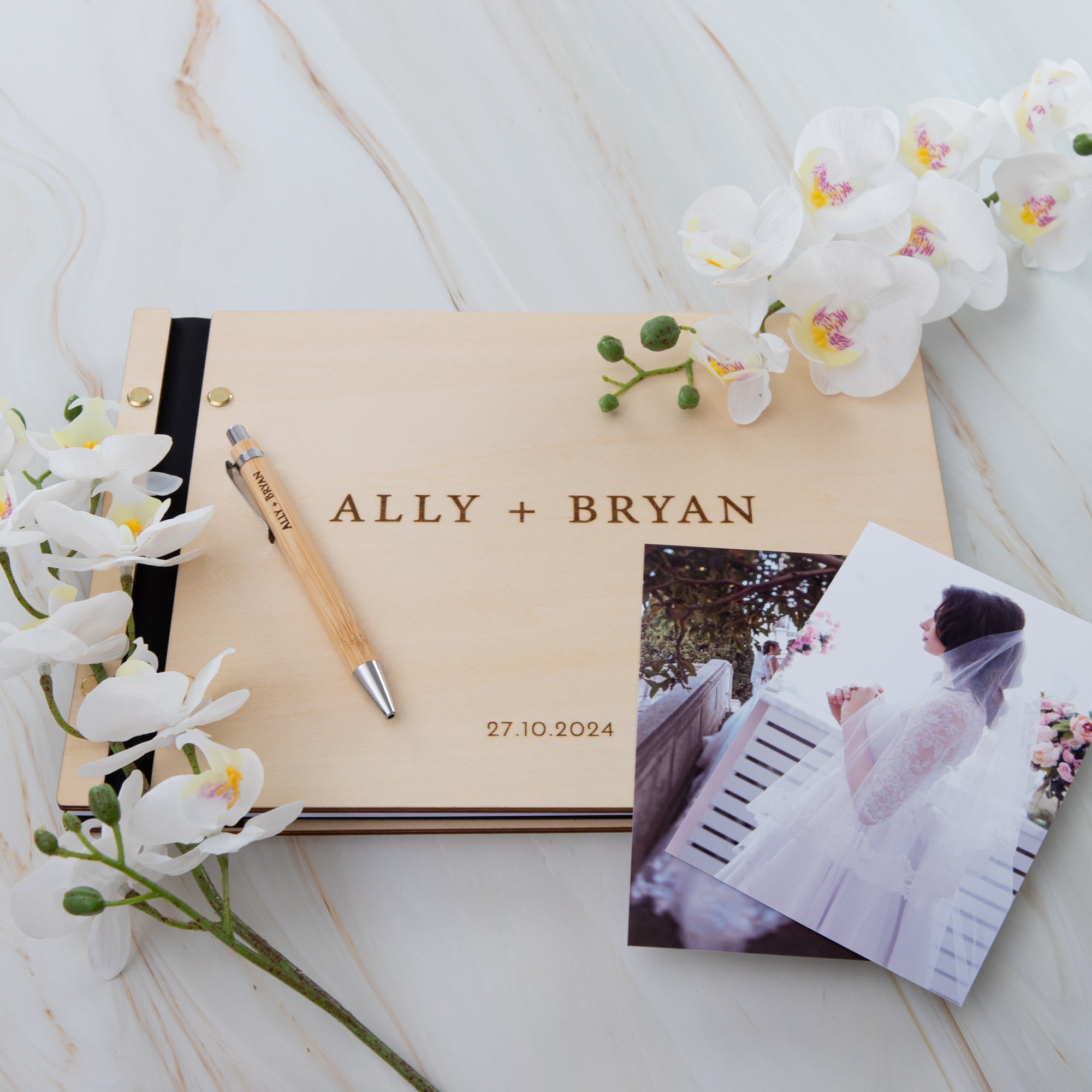 Minimalist Wedding Guest Book – Personalised for Your Special Day - Personalised Guest book - Younique Gifts Melbourne