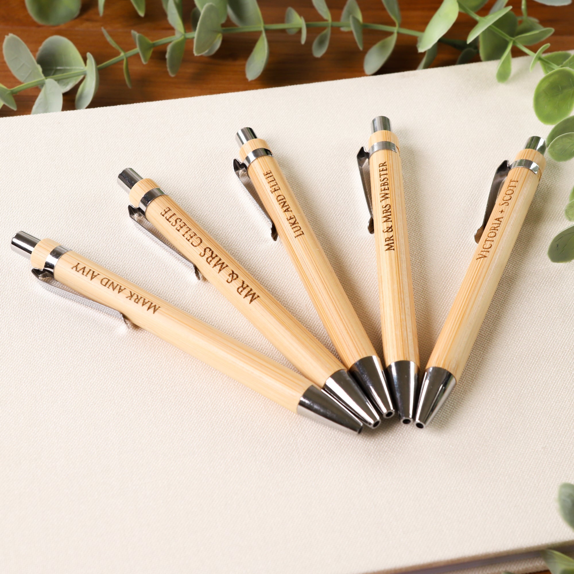 Personalised Bamboo Ball Point Pen, Laser Engraved - Personalised wedding gift - Younique Gifts Melbourne