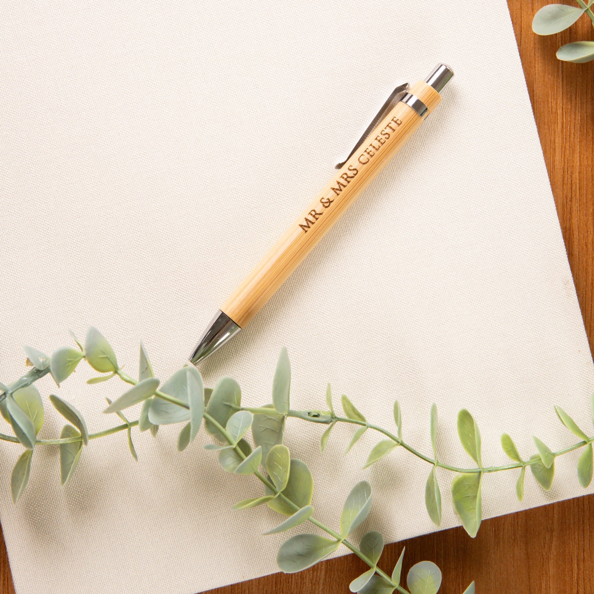 Personalised Bamboo Ball Point Pen, Laser Engraved - Personalised wedding gift - Younique Gifts Melbourne