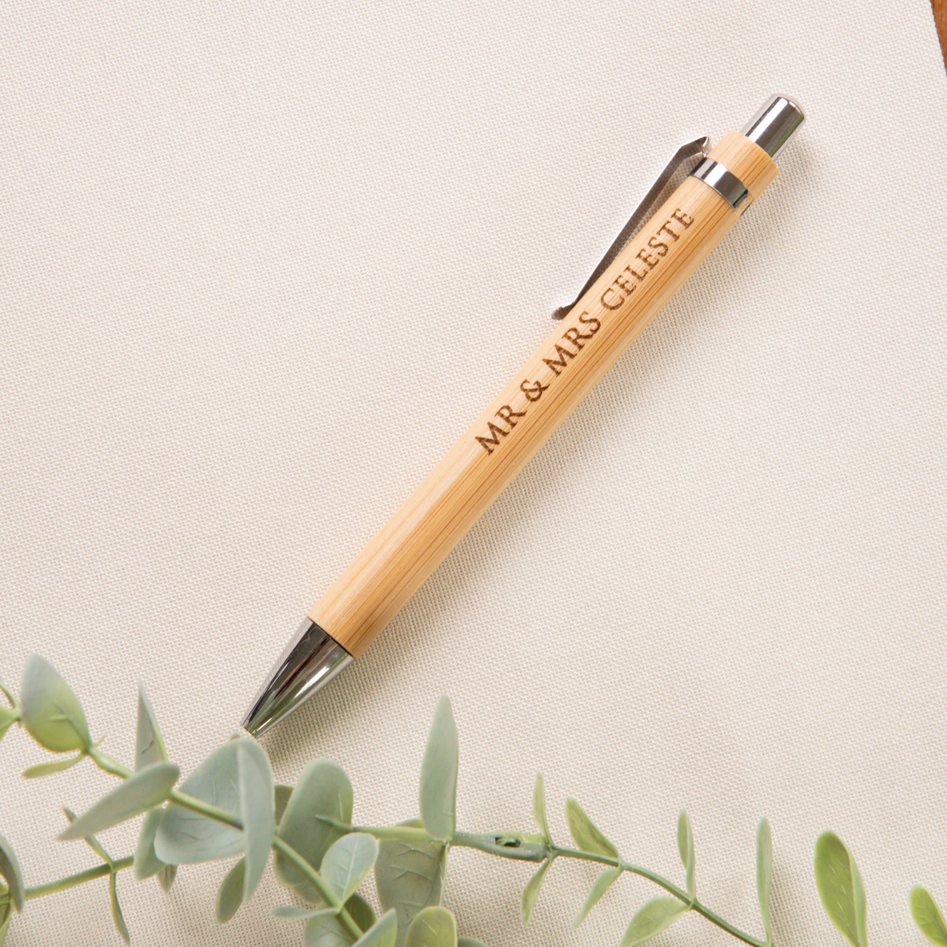 Personalised Bamboo Ball Point Pen, Laser Engraved - Personalised wedding gift - Younique Gifts Melbourne