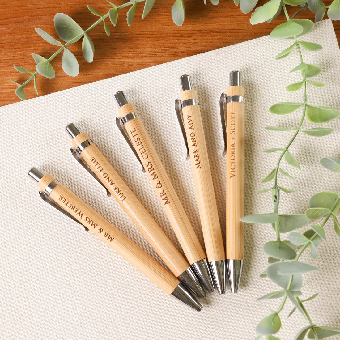 Personalised Bamboo Ball Point Pen, Laser Engraved - Personalised wedding gift - Younique Gifts Melbourne