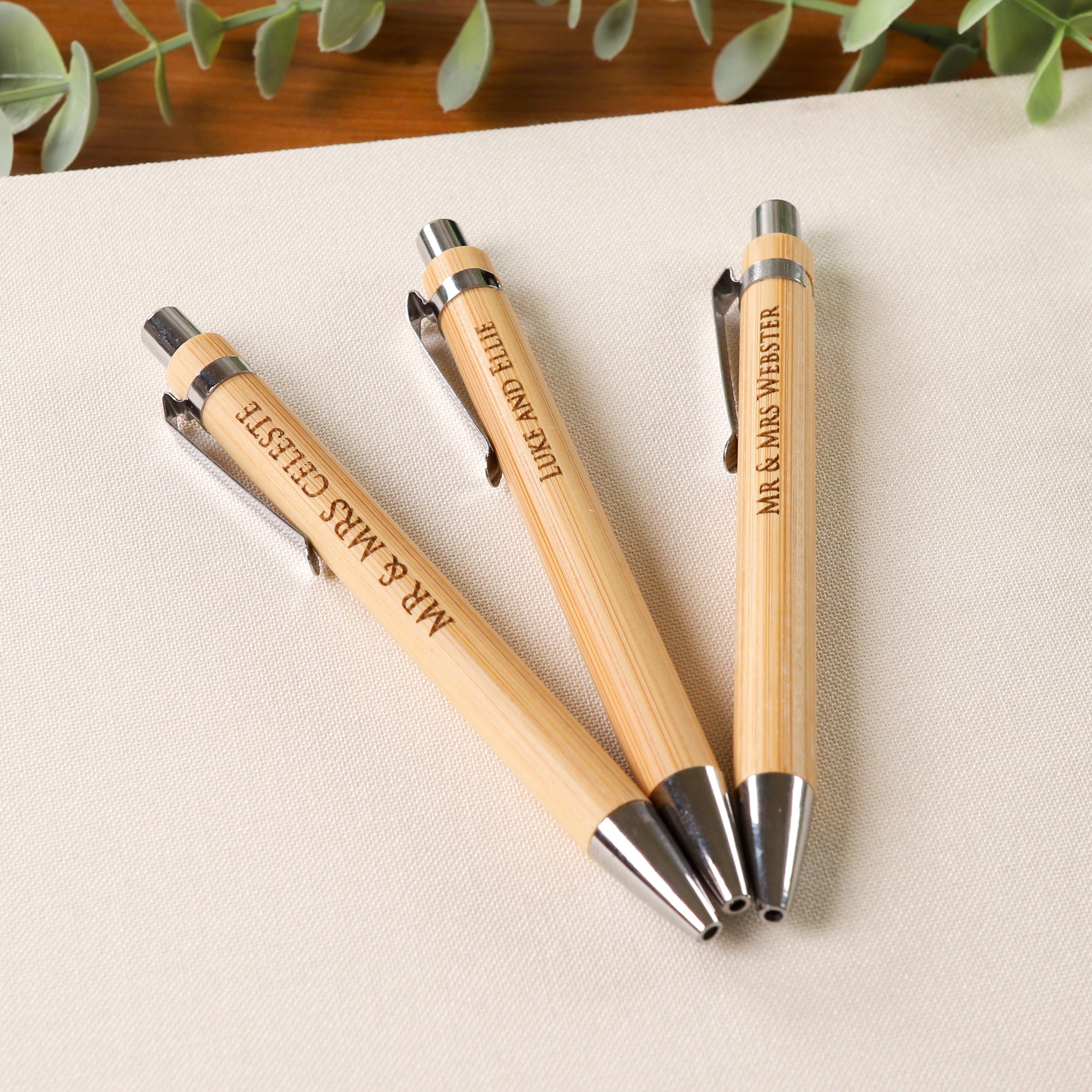 Personalised Bamboo Ball Point Pen, Laser Engraved - Personalised wedding gift - Younique Gifts Melbourne