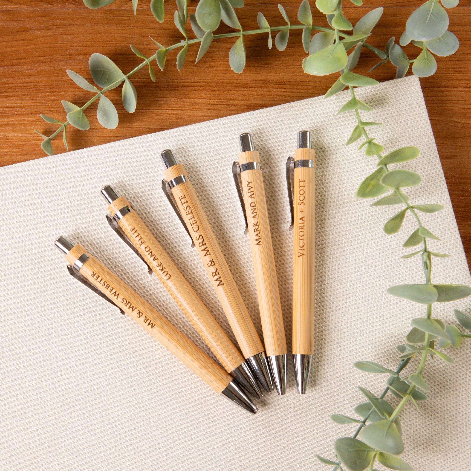 Personalised Bamboo Ball Point Pen, Laser Engraved - Personalised wedding gift - Younique Gifts Melbourne