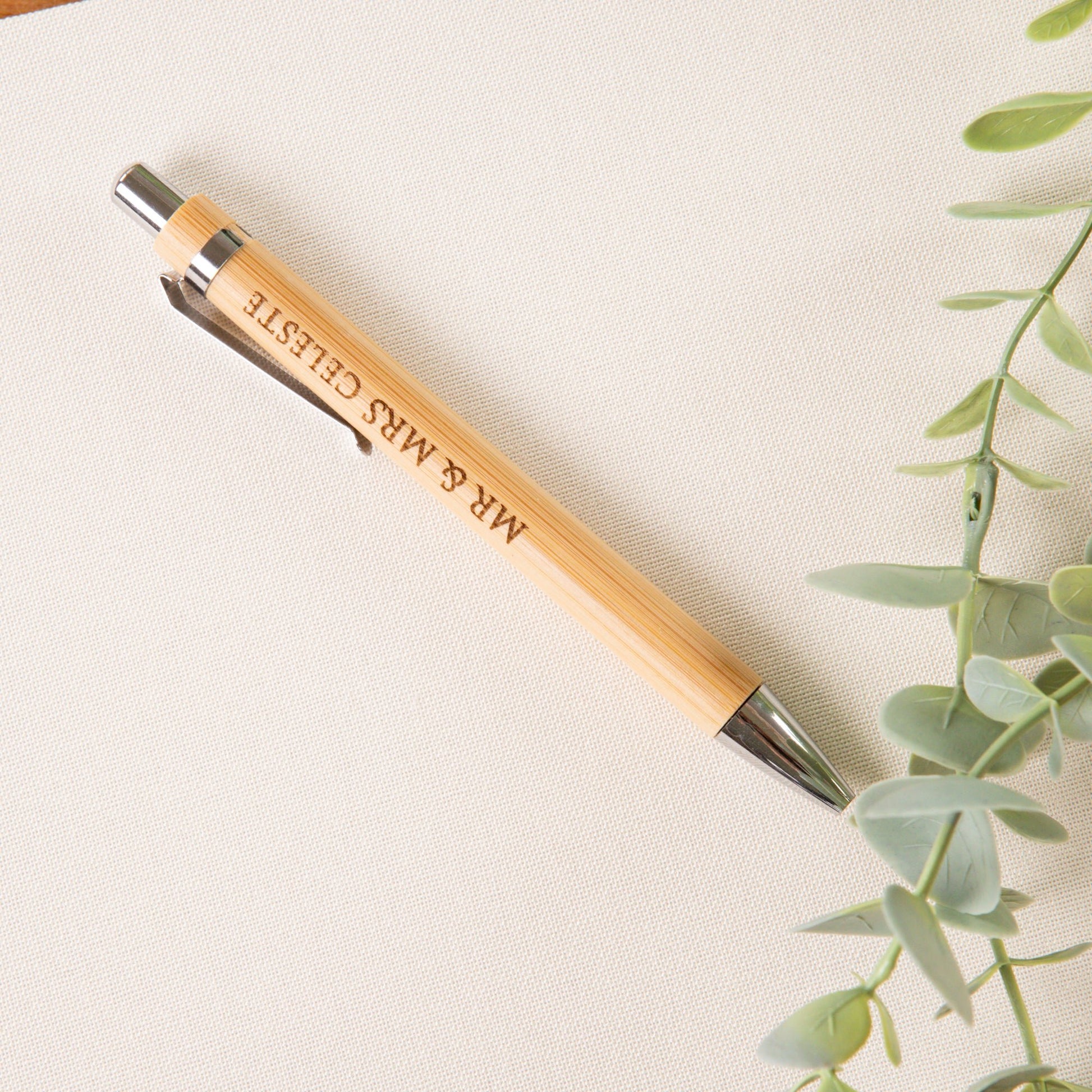 Personalised Bamboo Ball Point Pen, Laser Engraved - Personalised wedding gift - Younique Gifts Melbourne
