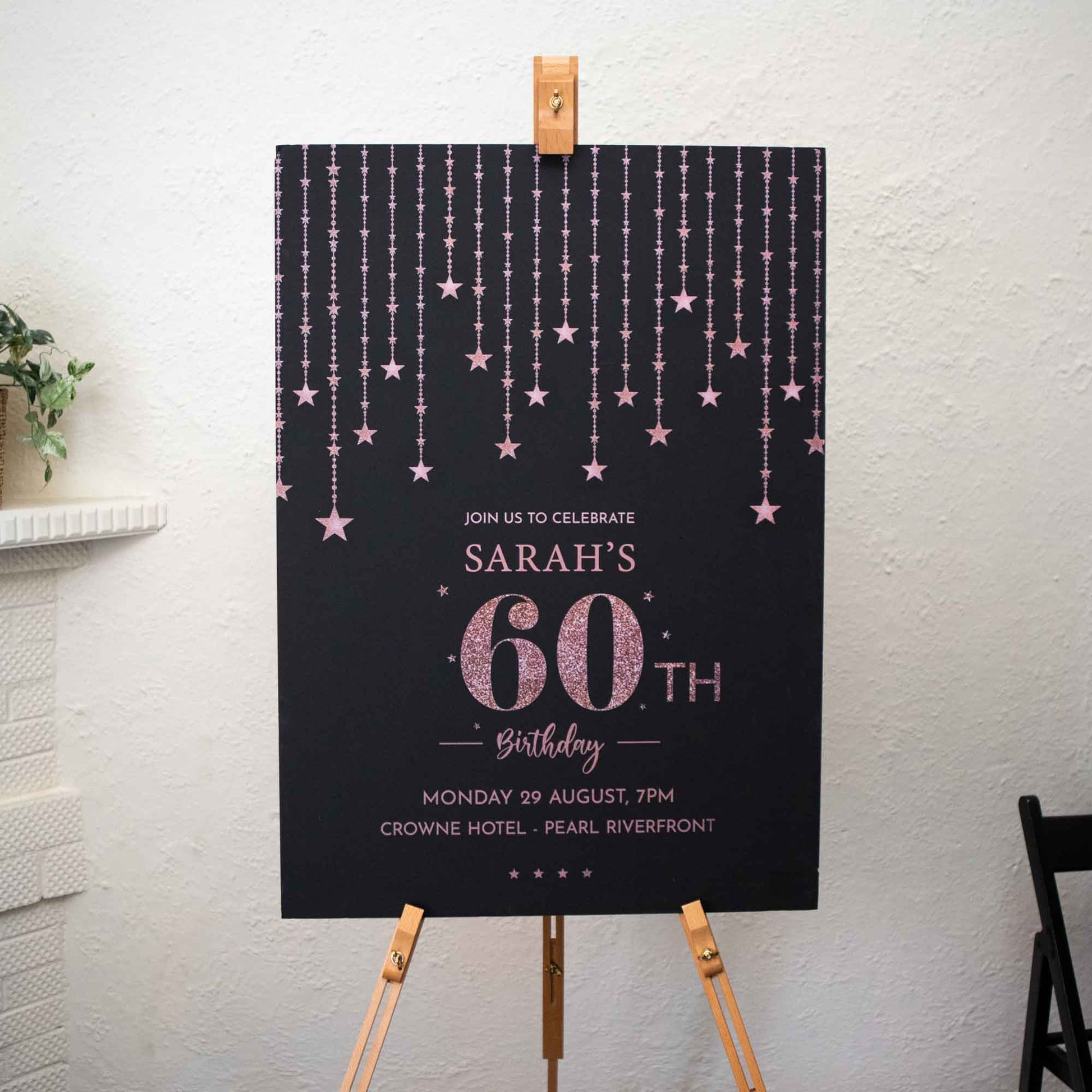 Personalised Birthday Party Welcome Sign | Black Portrait - Personalised welcome sign - Younique Gifts Melbourne