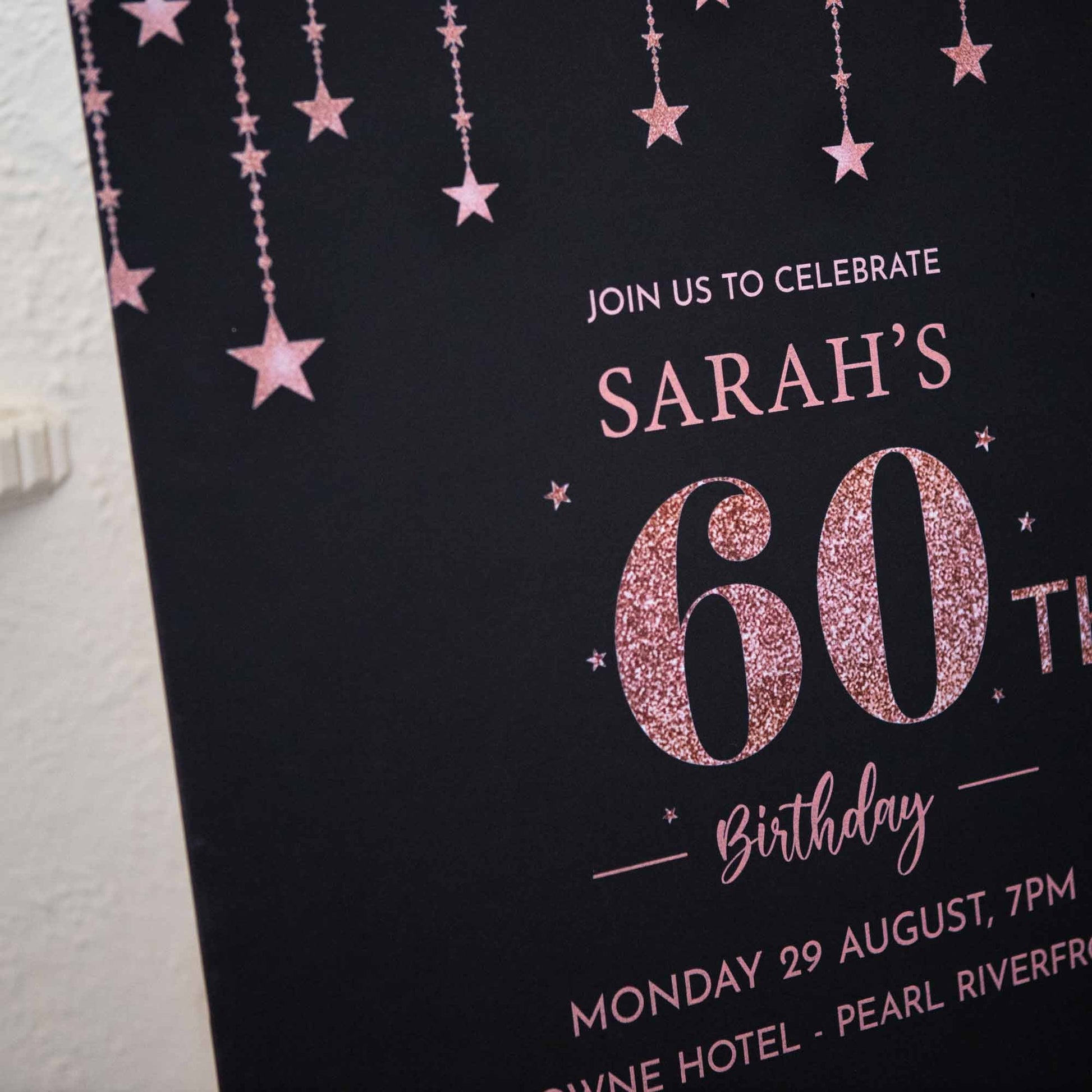 Personalised Birthday Party Welcome Sign | Black Portrait - Personalised welcome sign - Younique Gifts Melbourne