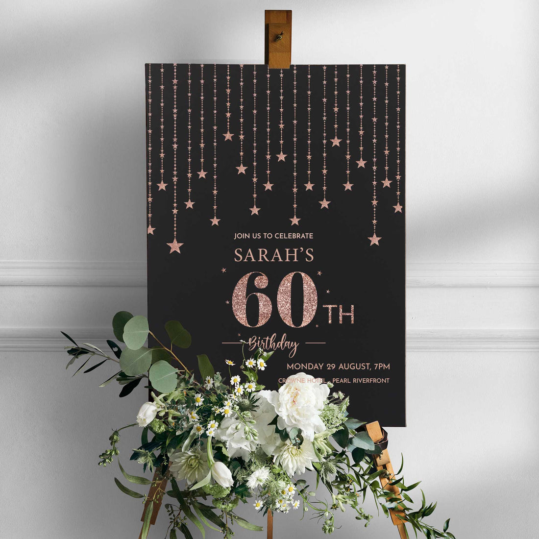 Personalised Birthday Party Welcome Sign | Black Portrait - Personalised welcome sign - Younique Gifts Melbourne