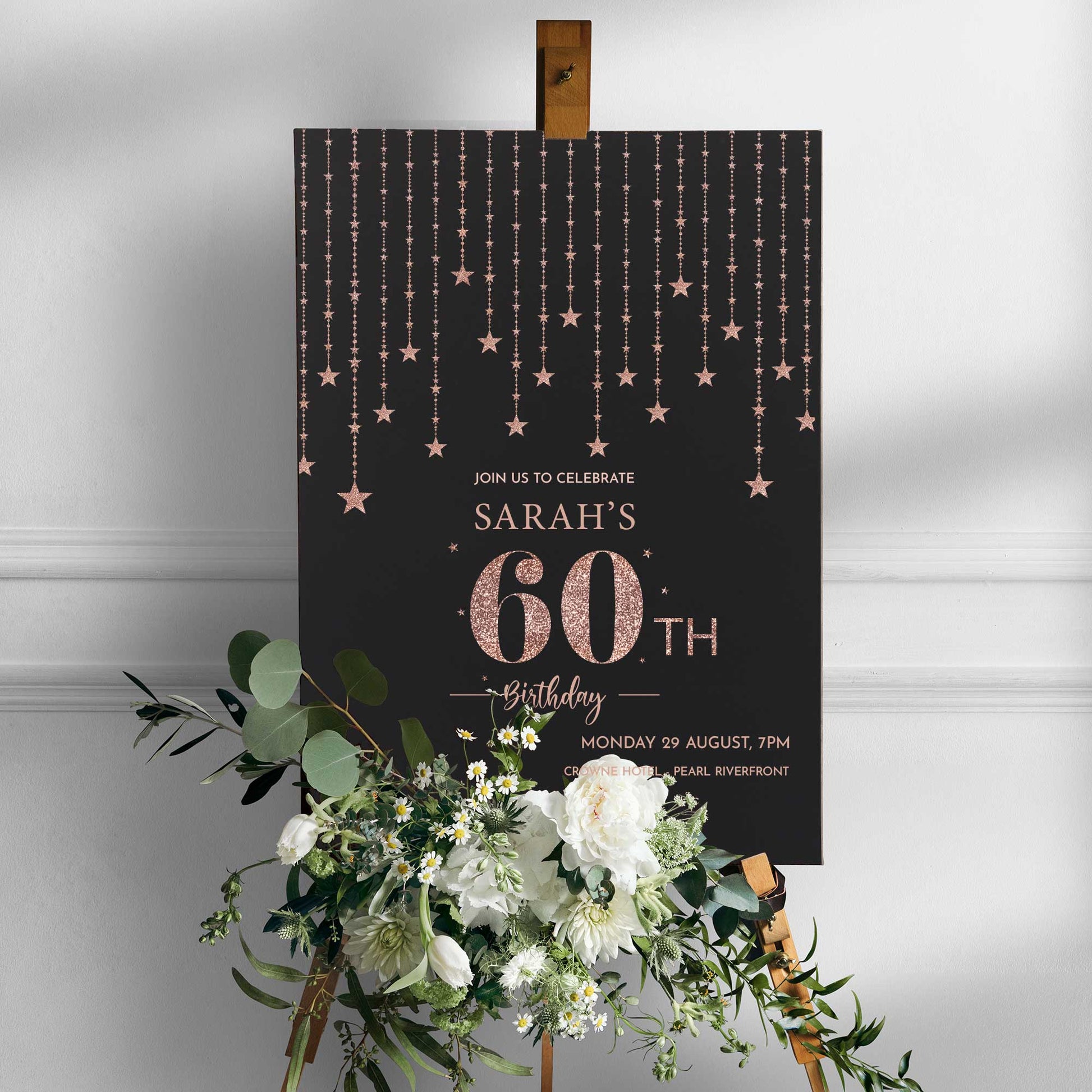 Personalised Birthday Party Welcome Sign | Black Portrait - Personalised welcome sign - Younique Gifts Melbourne