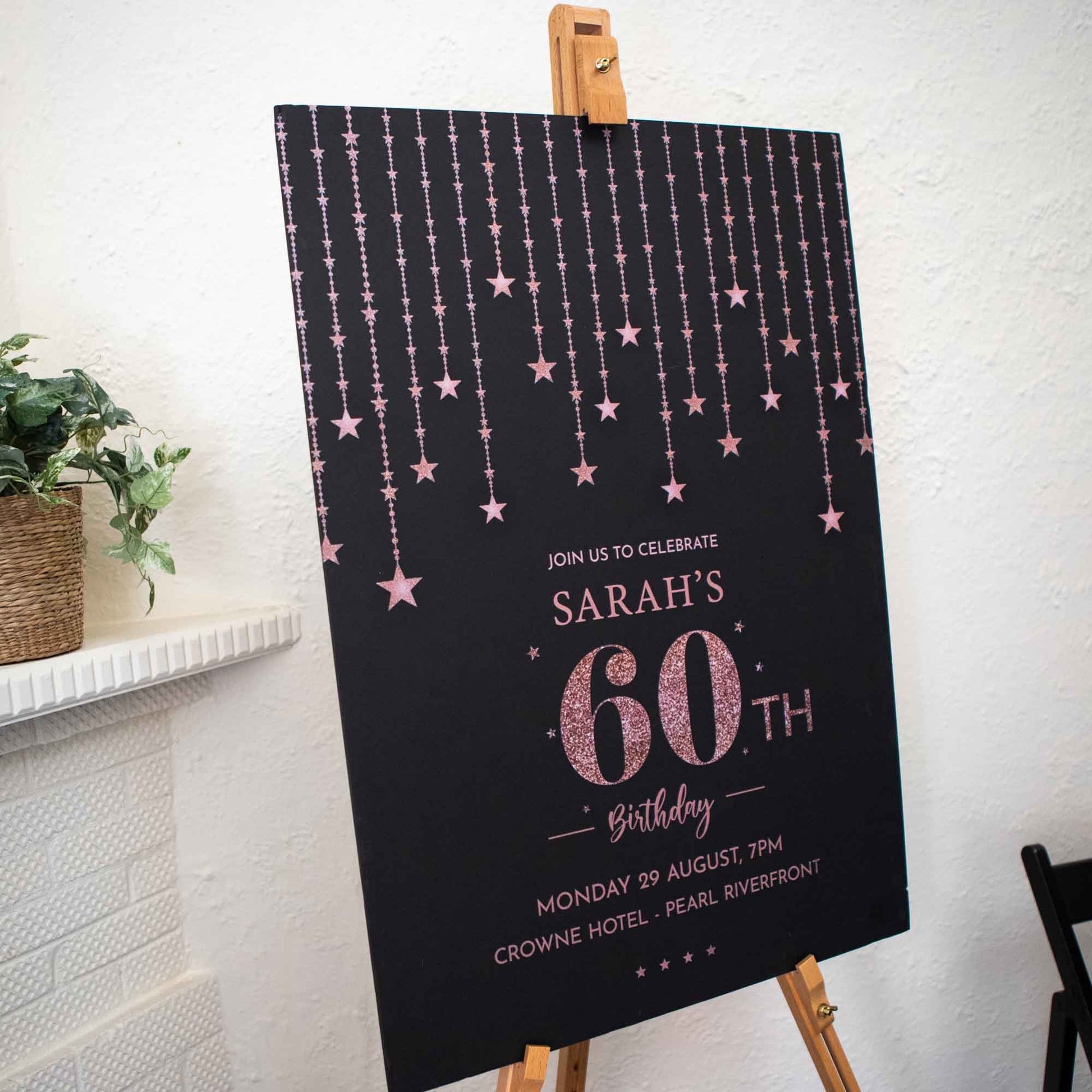 Personalised Birthday Party Welcome Sign | Black Portrait - Personalised welcome sign - Younique Gifts Melbourne