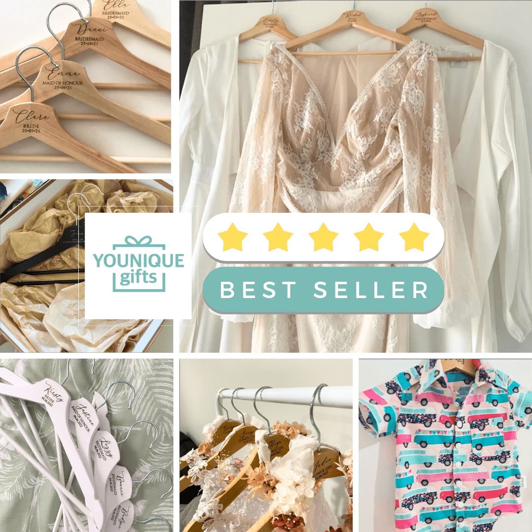 Personalised Bridal Coat and Wedding Dress Hanger [Char1] - Personalised - Younique Gifts Melbourne