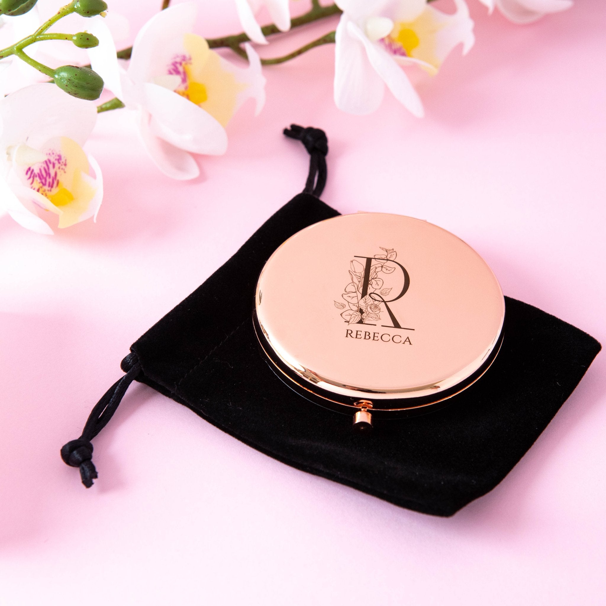 Personalised Compact Mirror with an Initial and Custom Name - Personalised mirror - Younique Gifts Melbourne