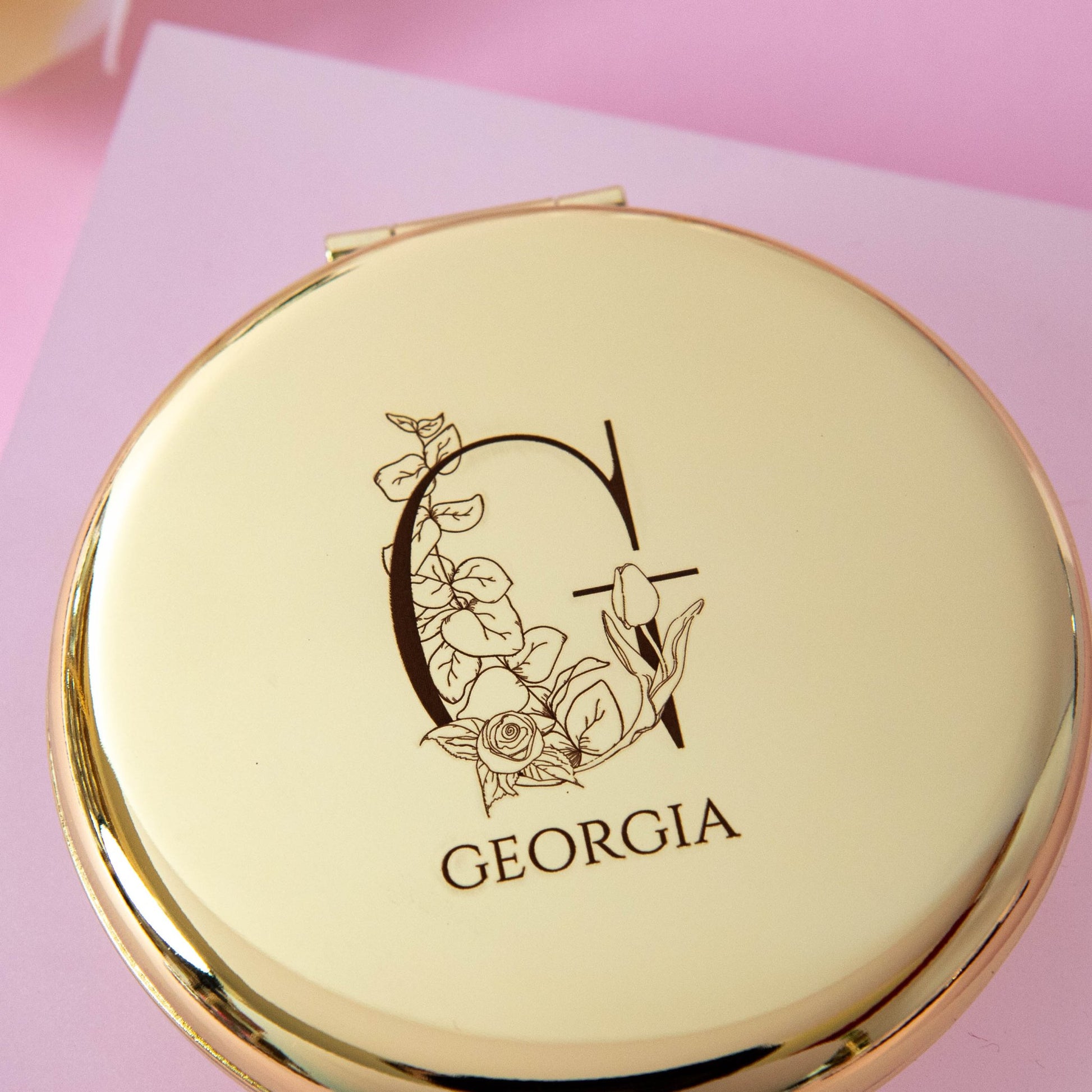 Personalised Compact Mirror with an Initial and Custom Name - Personalised mirror - Younique Gifts Melbourne