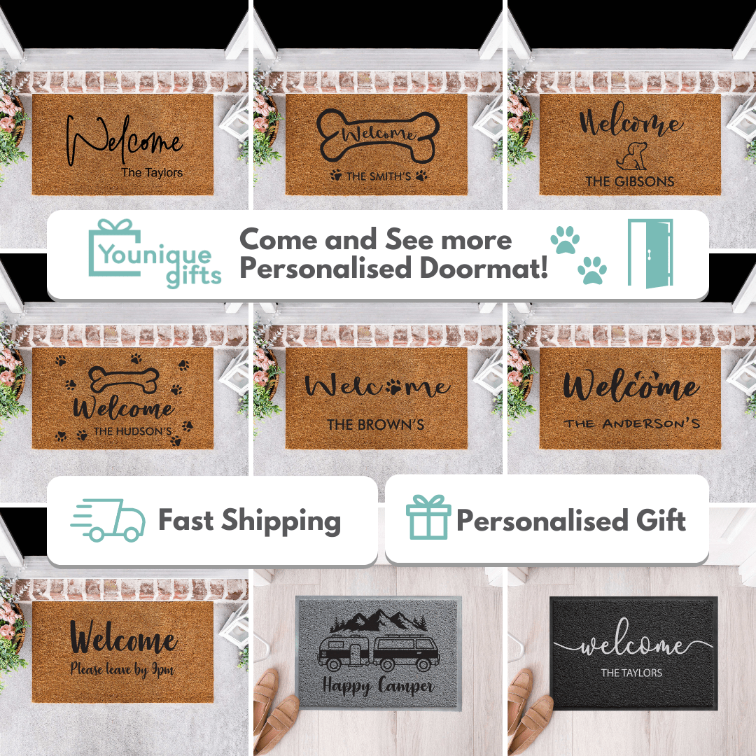 Personalised Family Name Doormat with Dog Paw [Brown] - Personalised - Younique Gifts Melbourne