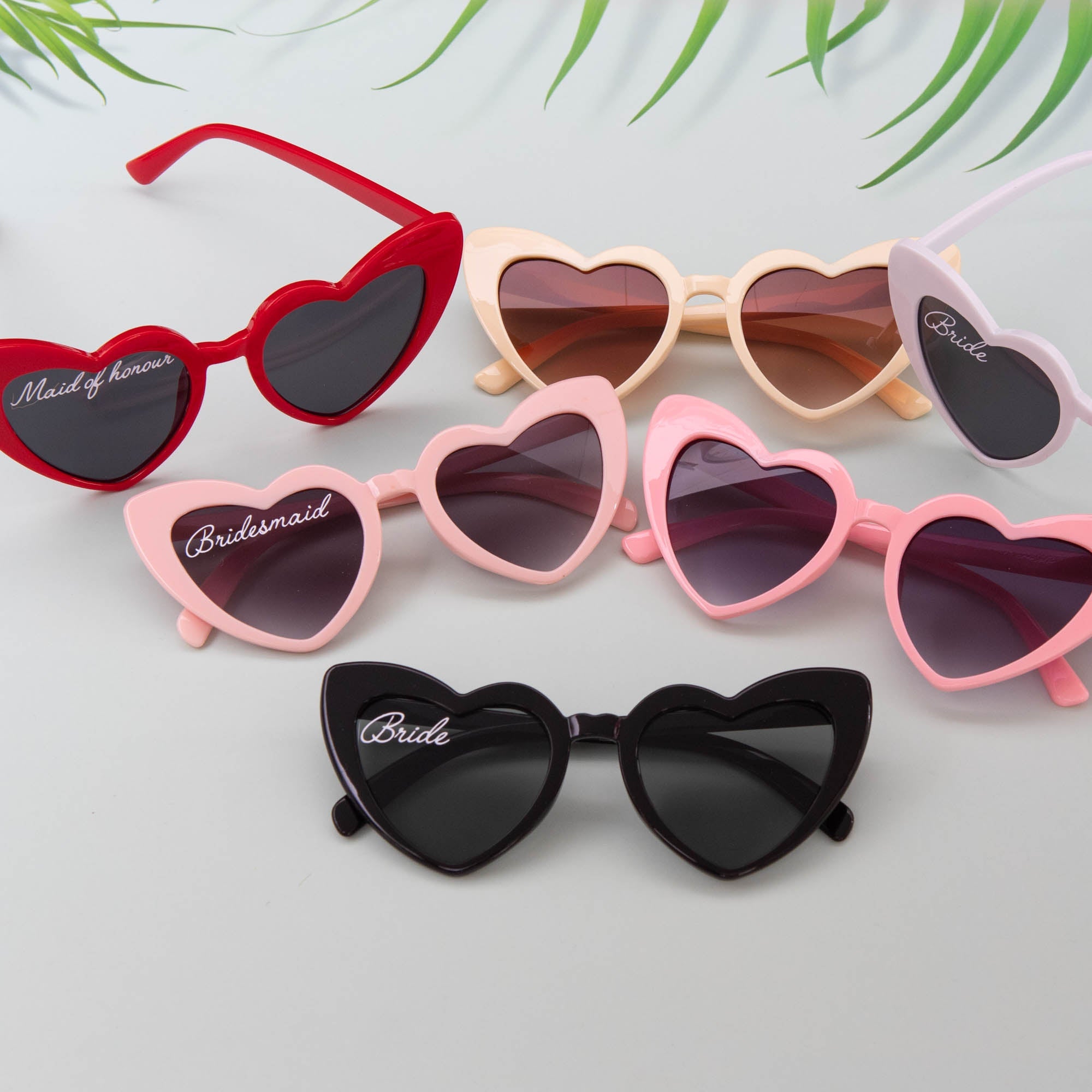 Personalised heart shaped sunglasses, Bridesmaid gift and wedding party - Personalised wedding gift - Younique Gifts Melbourne