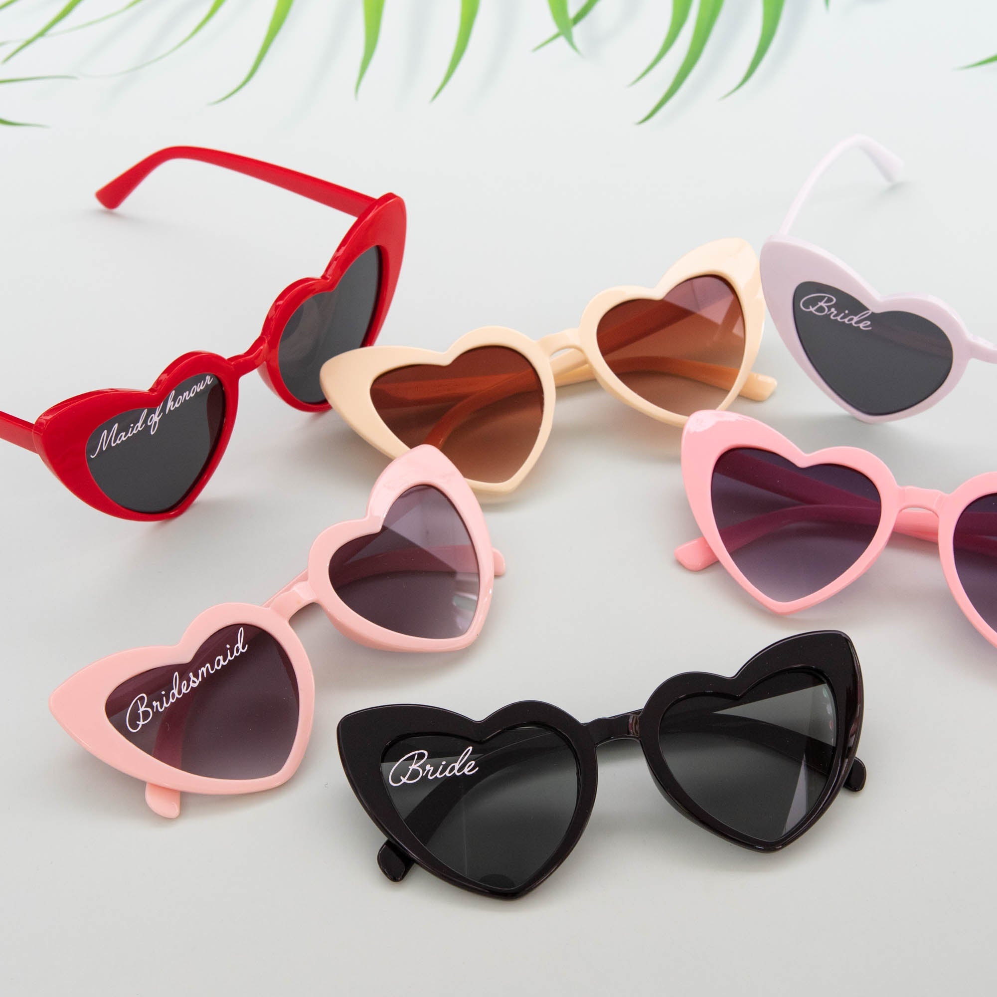Personalised heart shaped sunglasses, Bridesmaid gift and wedding party - Personalised wedding gift - Younique Gifts Melbourne