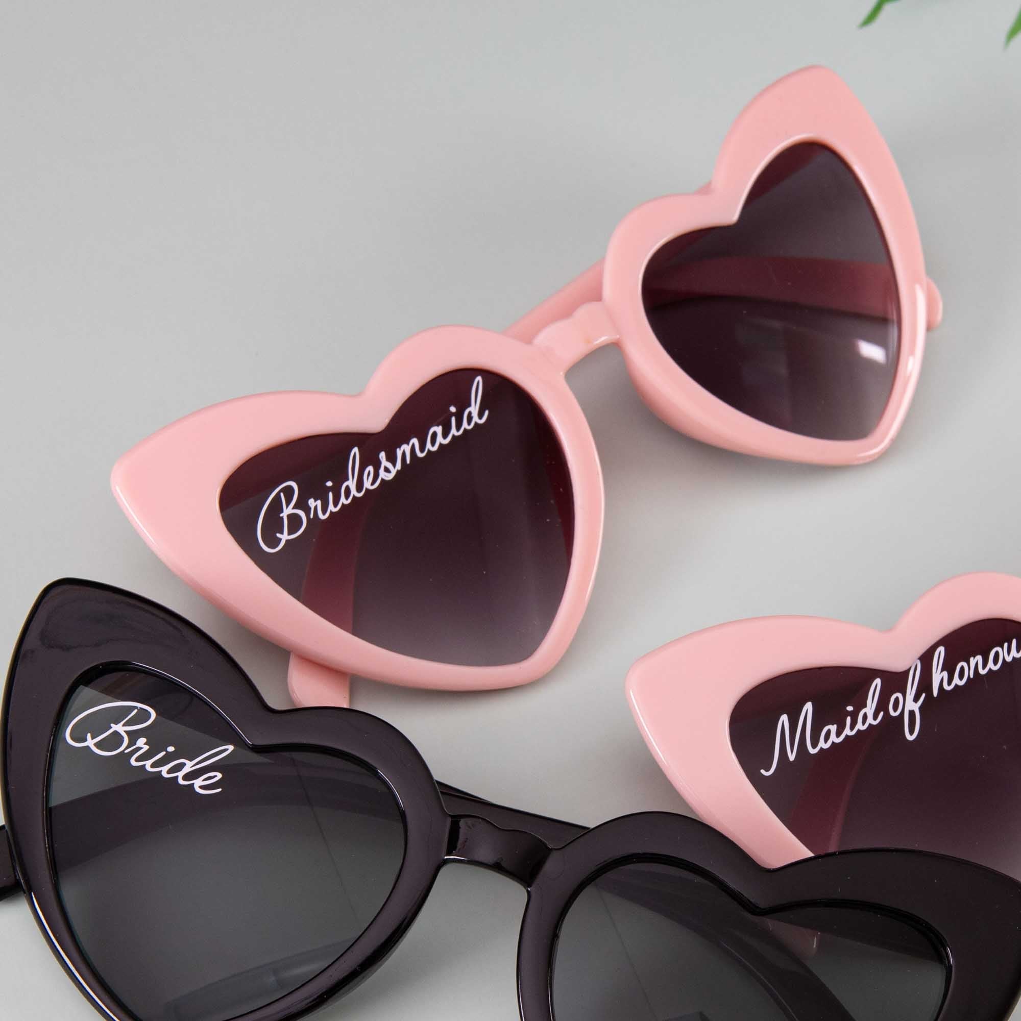 Personalised heart shaped sunglasses, Bridesmaid gift and wedding party - Personalised wedding gift - Younique Gifts Melbourne