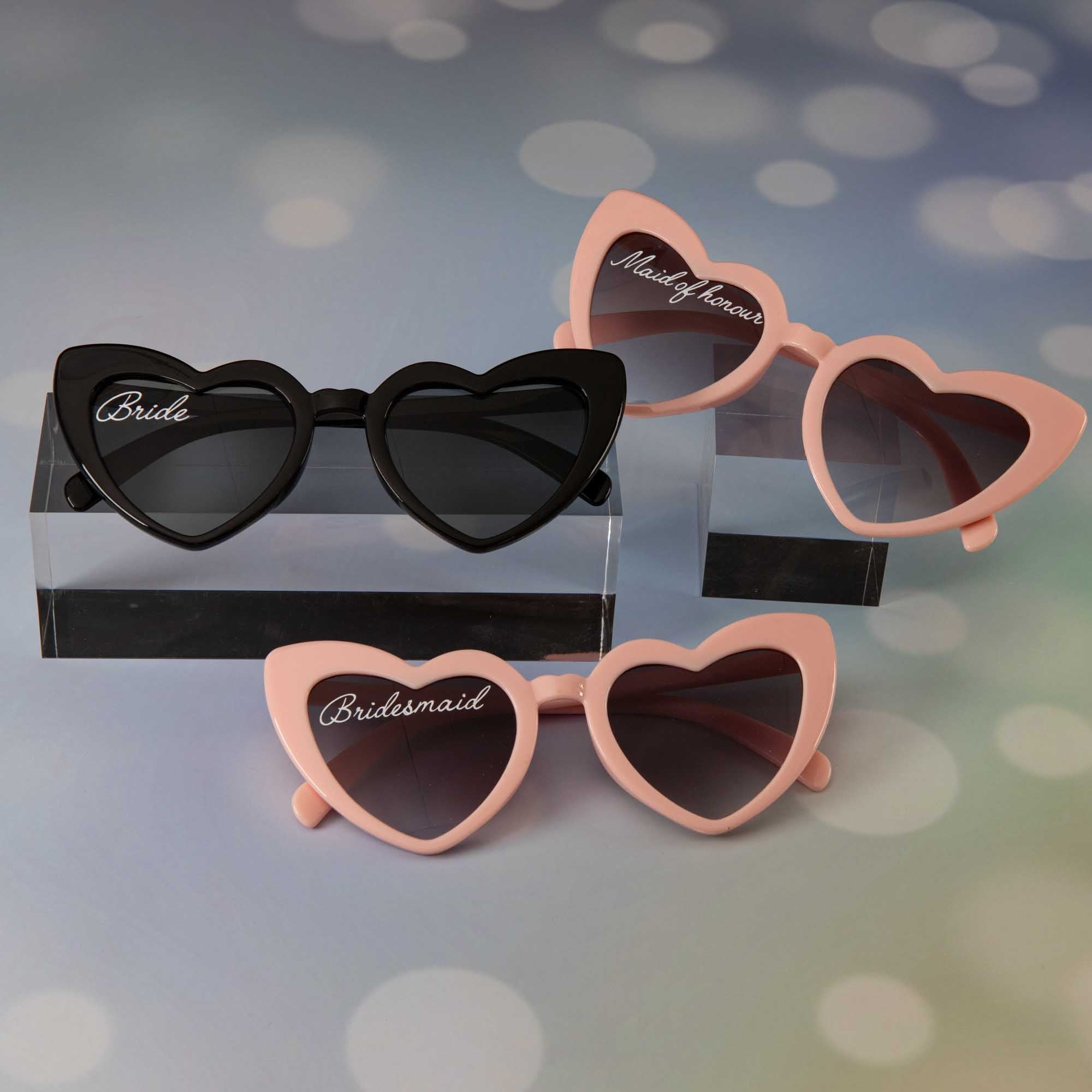 Personalised heart shaped sunglasses, Bridesmaid gift and wedding party - Personalised wedding gift - Younique Gifts Melbourne