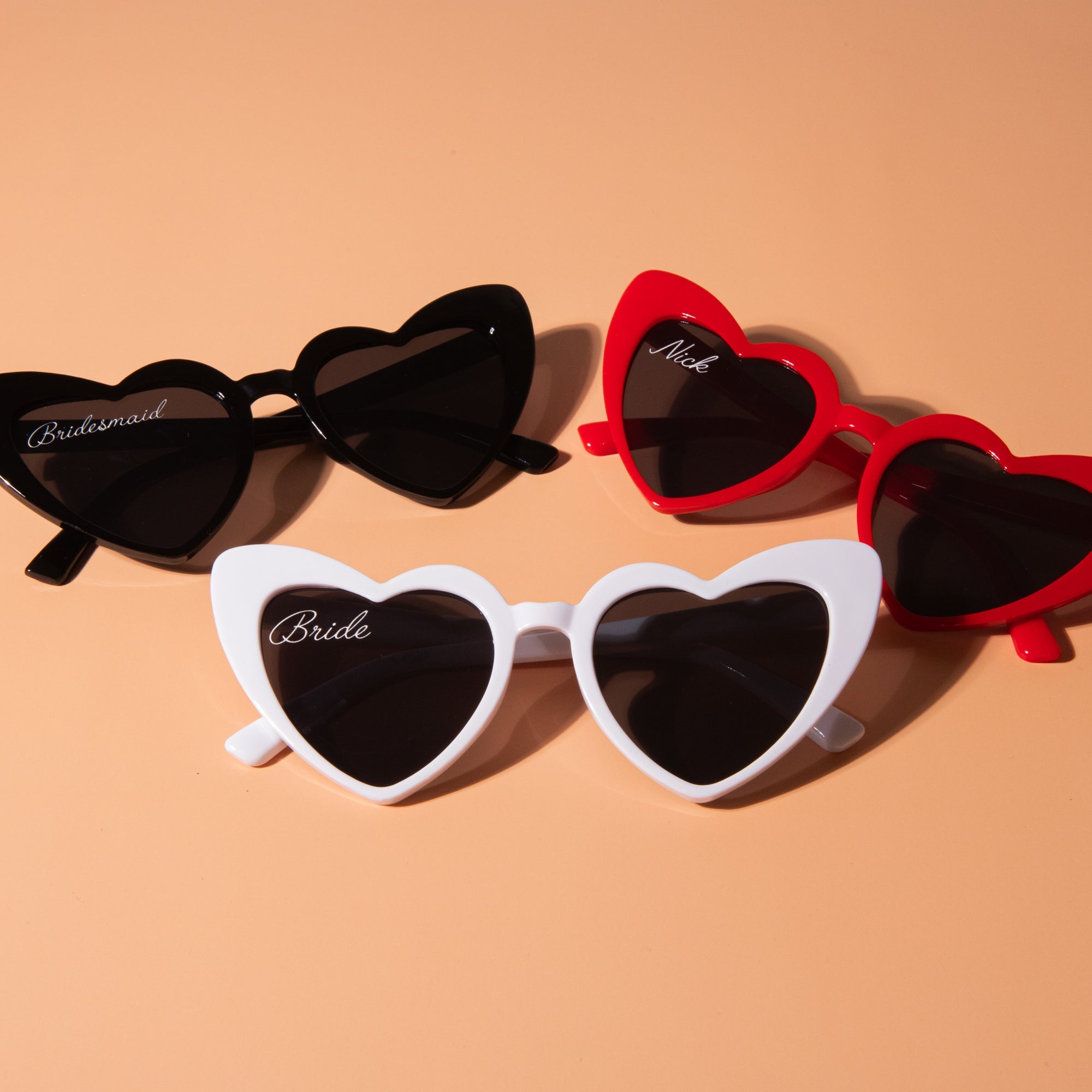 Personalised heart shaped sunglasses, Hen party - Personalised wedding gift - Younique Gifts Melbourne