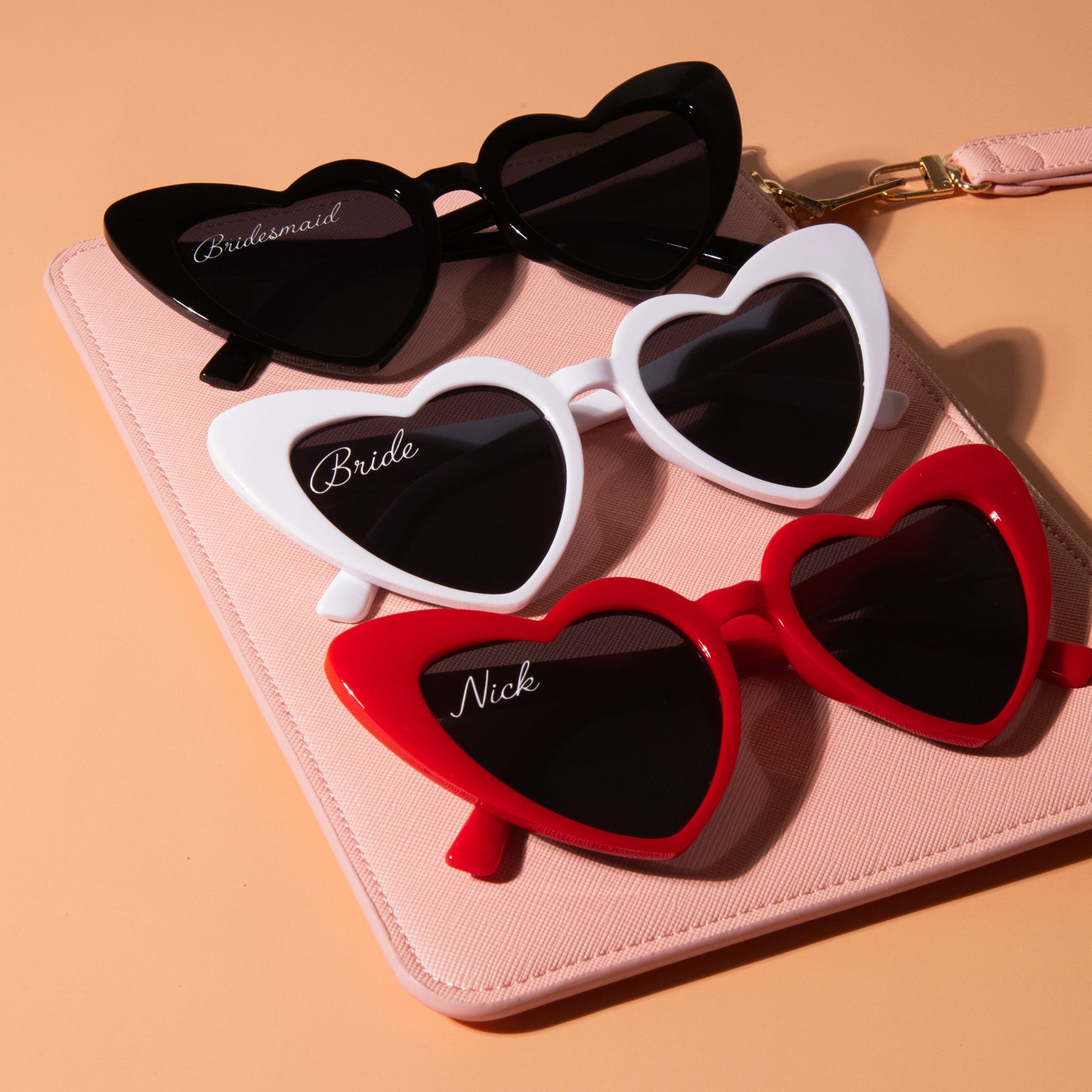 Personalised heart shaped sunglasses, Hen party - Personalised wedding gift - Younique Gifts Melbourne
