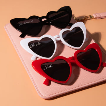 Personalised heart shaped sunglasses, Hen party - Personalised wedding gift - Younique Gifts Melbourne