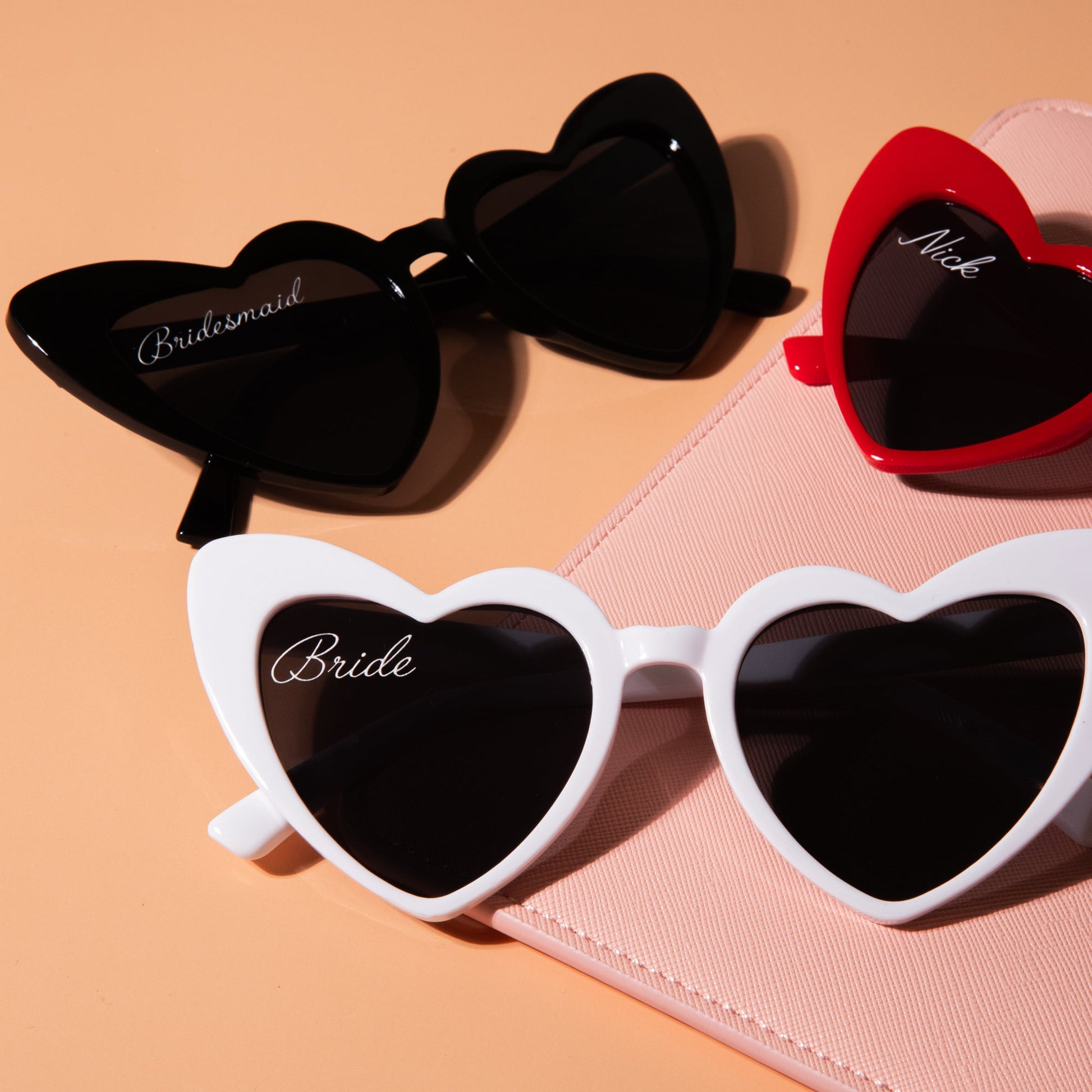 Personalised heart shaped sunglasses, Hen party - Personalised wedding gift - Younique Gifts Melbourne