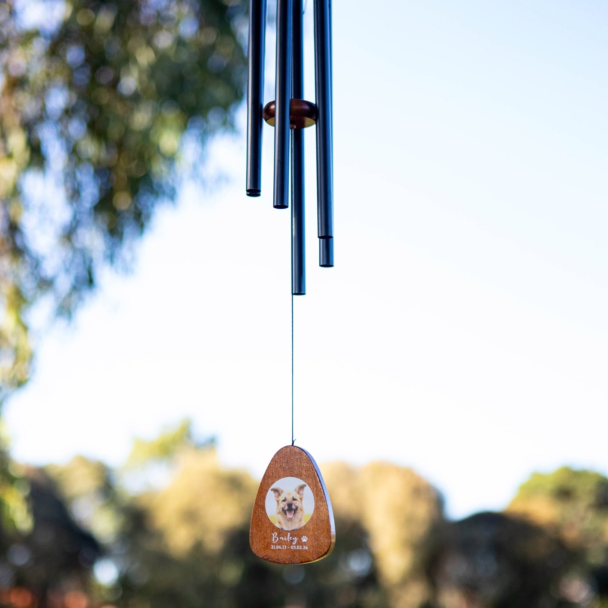 Personalised Pet Loss Gift, Custom Memorial Wind Chime with a photo - Younique Gifts