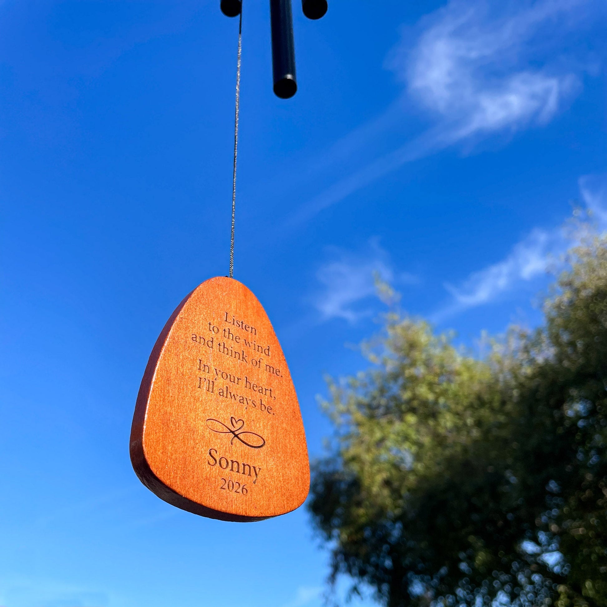 Personalised Pet Loss Gift, Custom Memorial Wind Chime with a photo - Younique Gifts