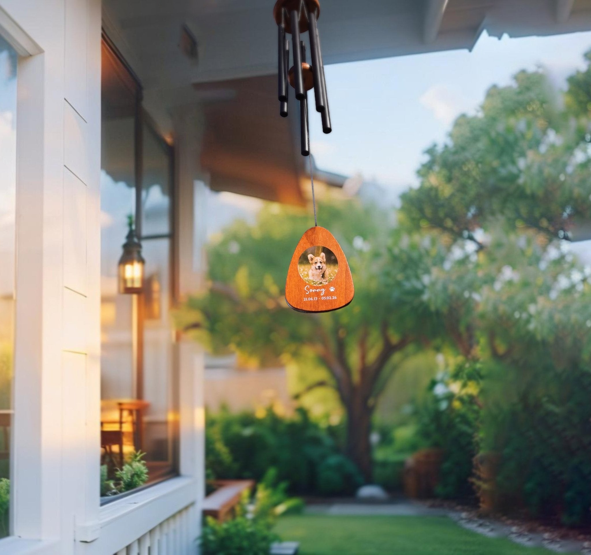 Personalised Pet Loss Gift, Custom Memorial Wind Chime with a photo - Younique Gifts