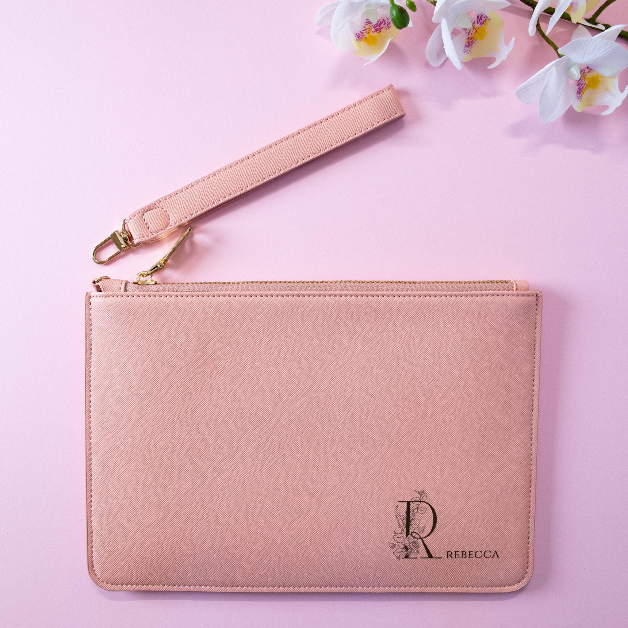 Personalised PU Leather Clutch Bag, Engraved Initial, Bridesmaid Gift - Personalised pouch - Younique Gifts Melbourne