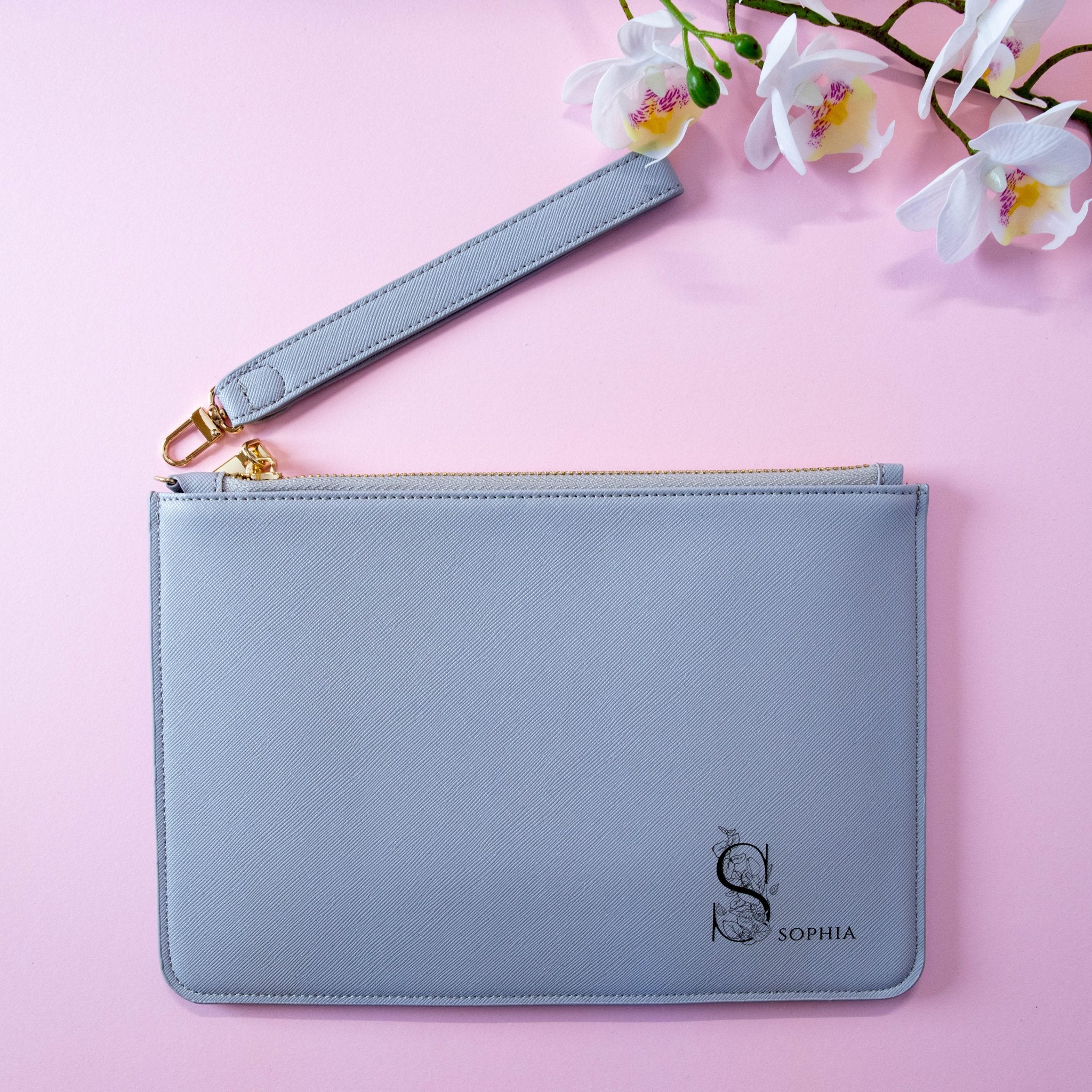 Personalised PU Leather Clutch Bag, Engraved Initial, Bridesmaid Gift - Personalised pouch - Younique Gifts Melbourne