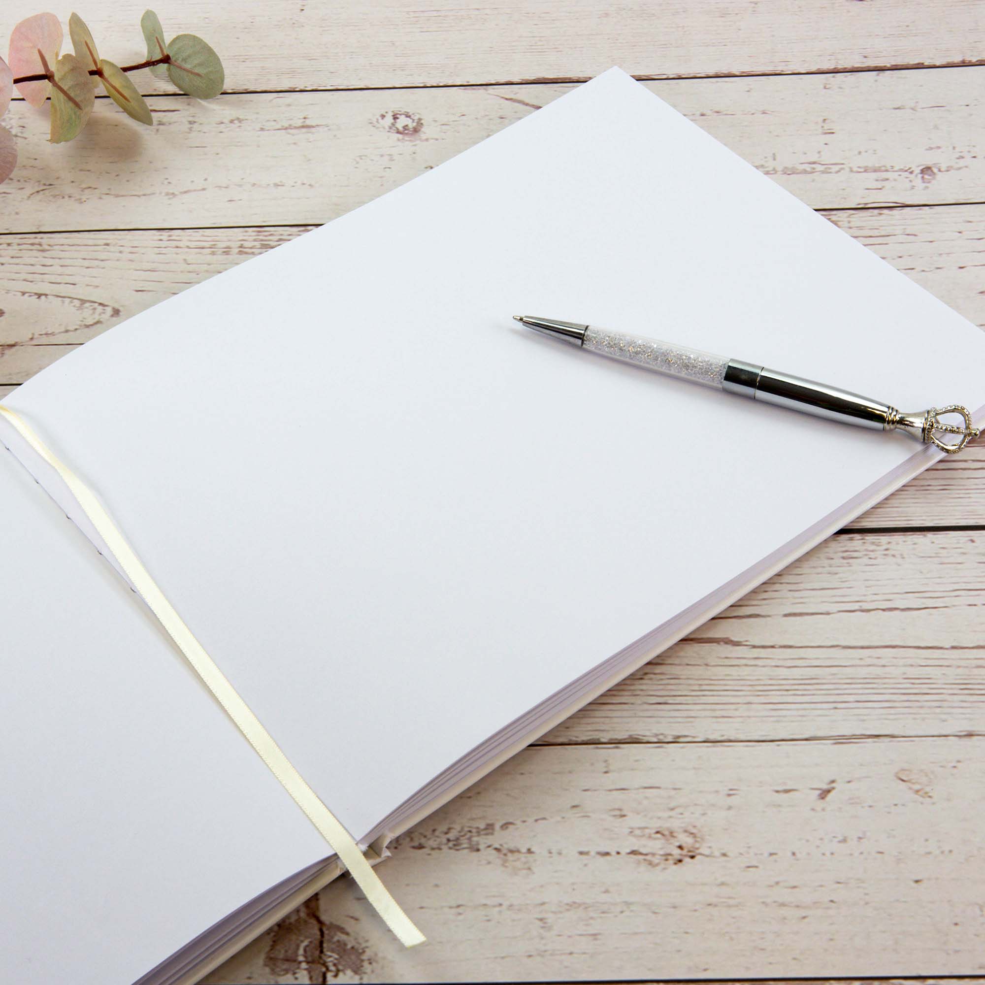 Personalised Wedding Guest Book, Gold Texts in White Hard Cover - Personalised Guest book - Younique Gifts Melbourne