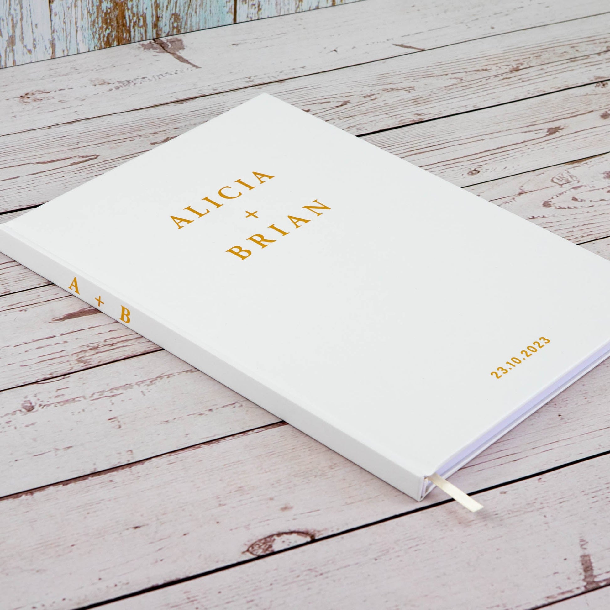 Personalised Wedding Guest Book, Gold Texts Portrait - Personalised Guest book - Younique Gifts Melbourne