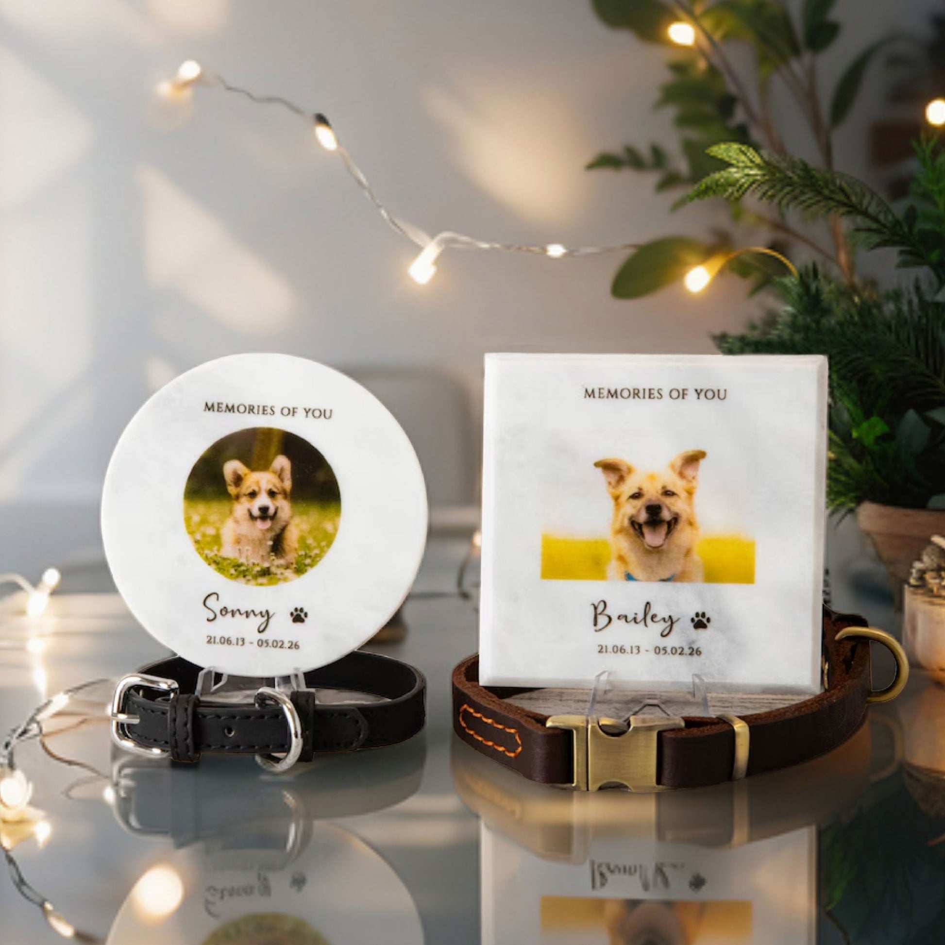 Personalised White Marble Pet Memorial Plaque, Memorial Stones for a dog - Younique Gifts