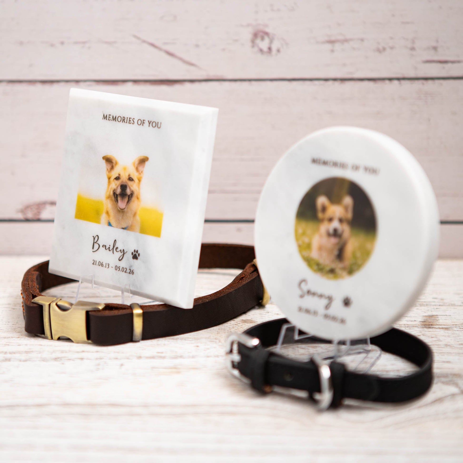 Personalised White Marble Pet Memorial Plaque, Memorial Stones for a dog - Younique Gifts