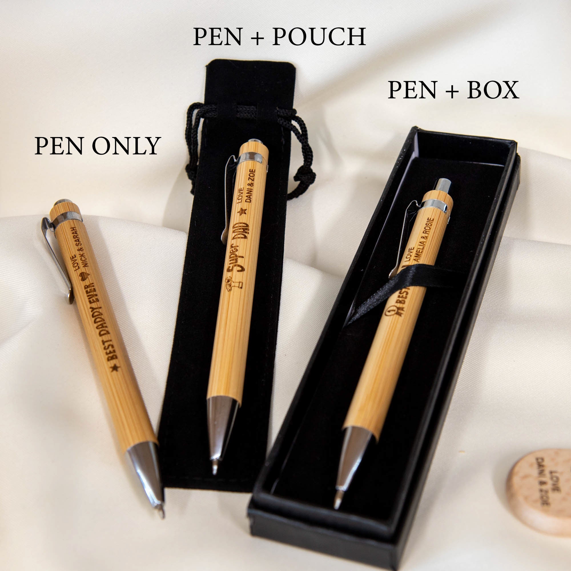 Personalised Wooden Ball Point Pen, Laser Engraved Bamboo Pen Father's Day Gift - Personalised Pen - Younique Gifts Melbourne