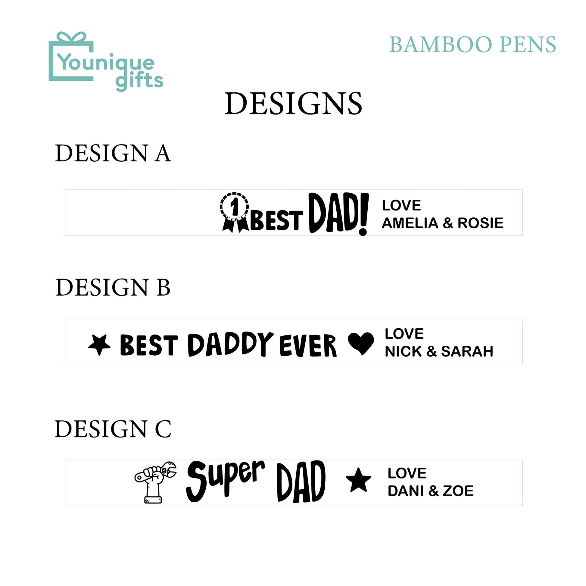 Personalised Wooden Ball Point Pen, Laser Engraved Bamboo Pen Father's Day Gift - Personalised Pen - Younique Gifts Melbourne