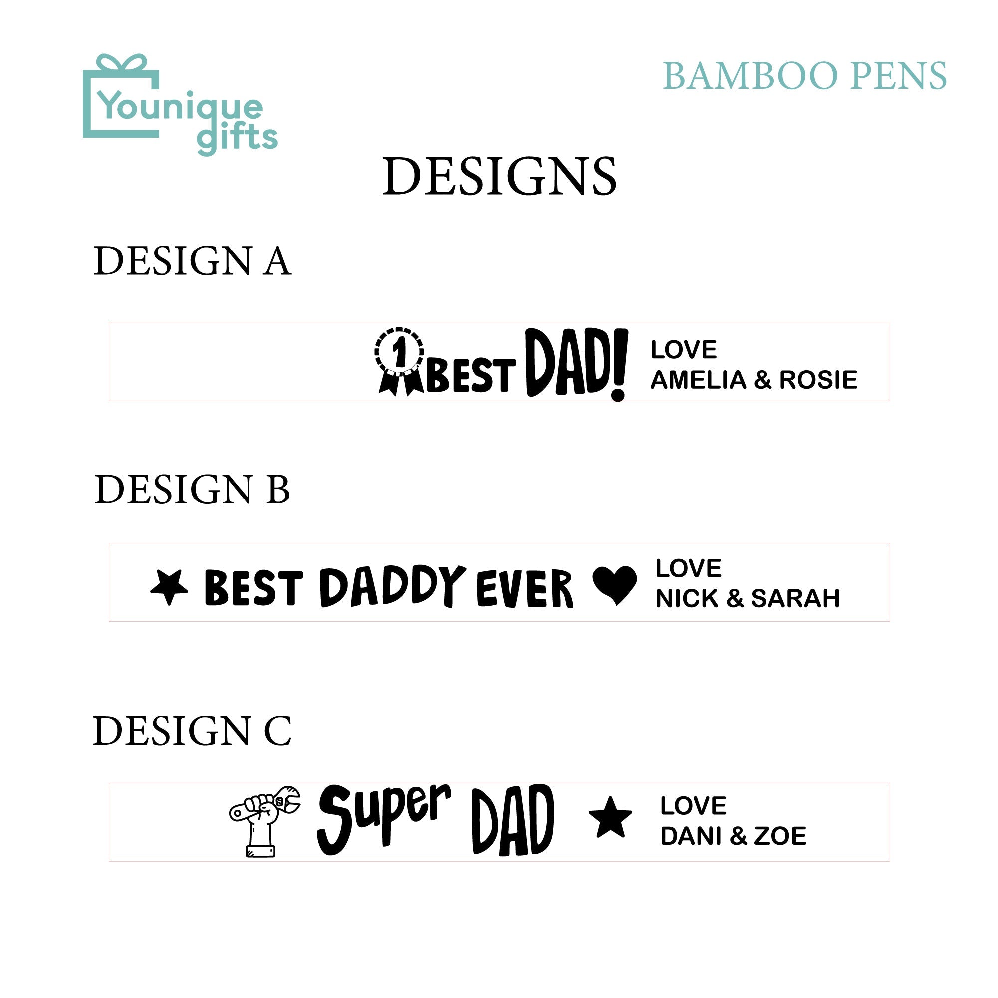 Personalised Wooden Ball Point Pen, Laser Engraved Bamboo Pen Father's Day Gift - Personalised Pen - Younique Gifts Melbourne