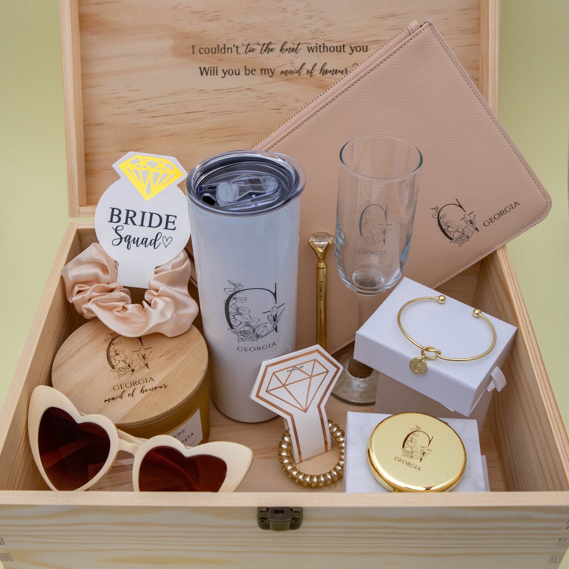 Personalised Wooden Keepsake box, Bridesmaid Proposal Gift Box - Personalised Keepsake Box - Younique Gifts Melbourne