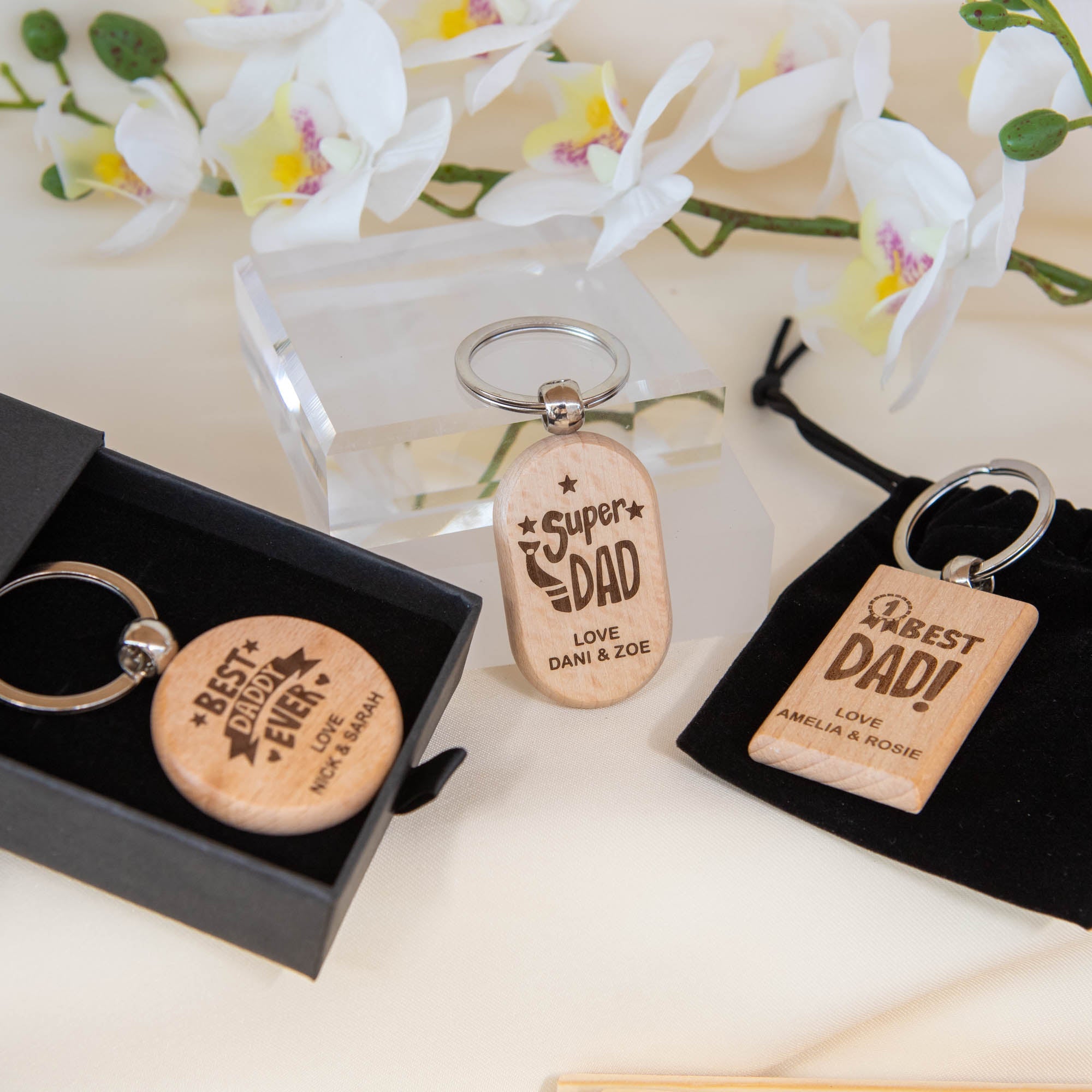 Personalised Wooden Keyring – Father’s Day Gift Keychain, Custom message included - Personalised Key ring - Younique Gifts Melbourne