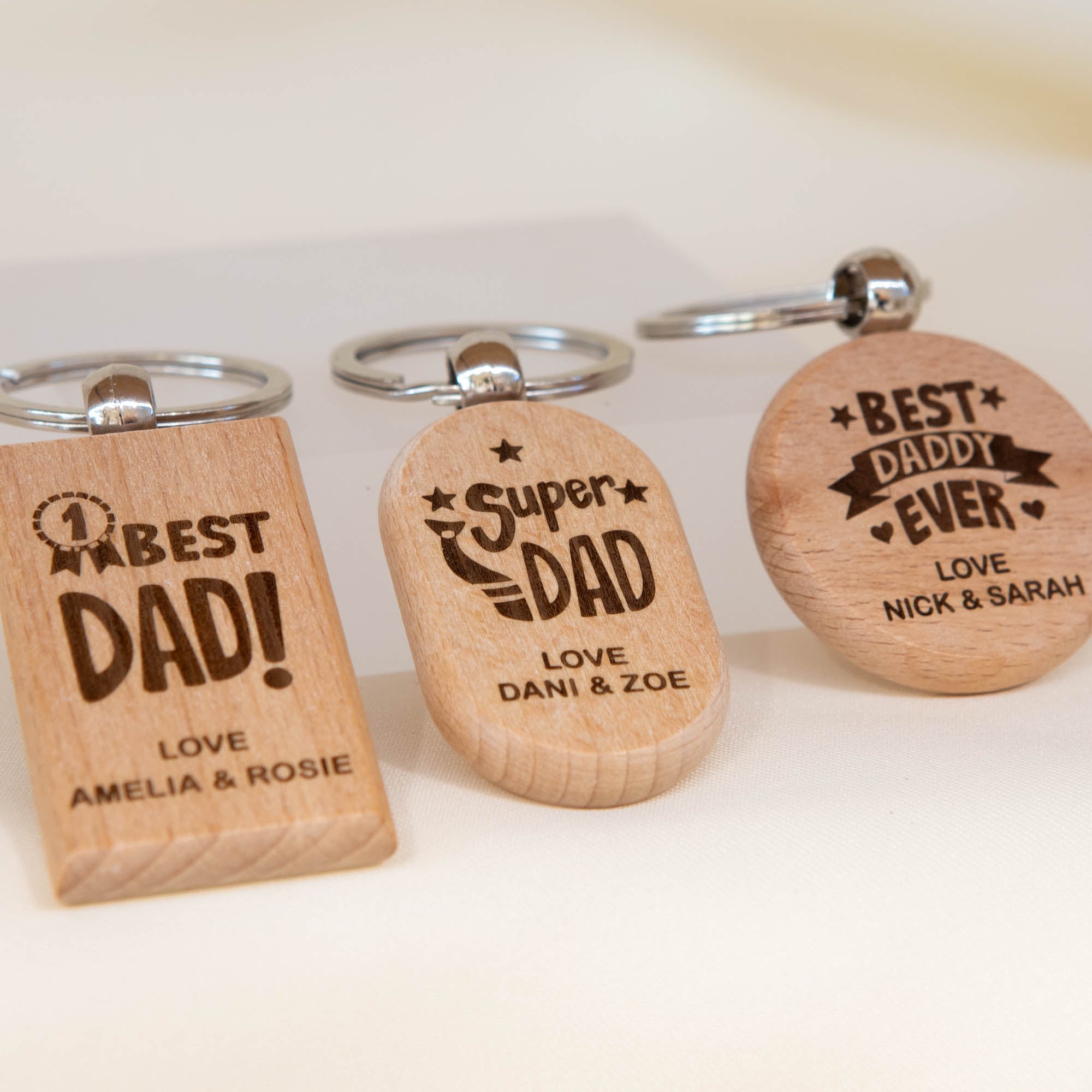 Personalised Wooden Keyring – Father’s Day Gift Keychain, Custom message included - Personalised Key ring - Younique Gifts Melbourne