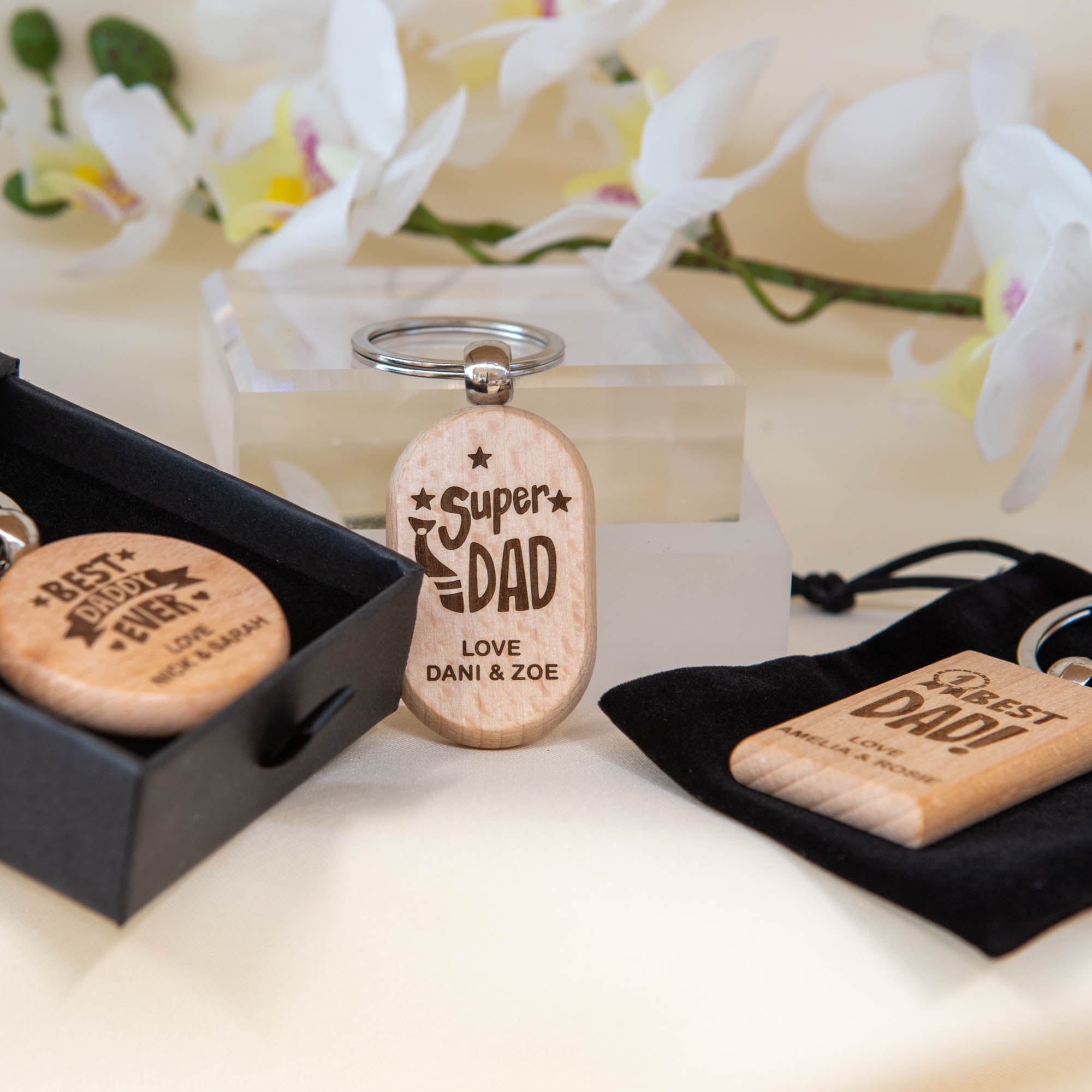 Personalised Wooden Keyring – Father’s Day Gift Keychain, Custom message included - Personalised Key ring - Younique Gifts Melbourne
