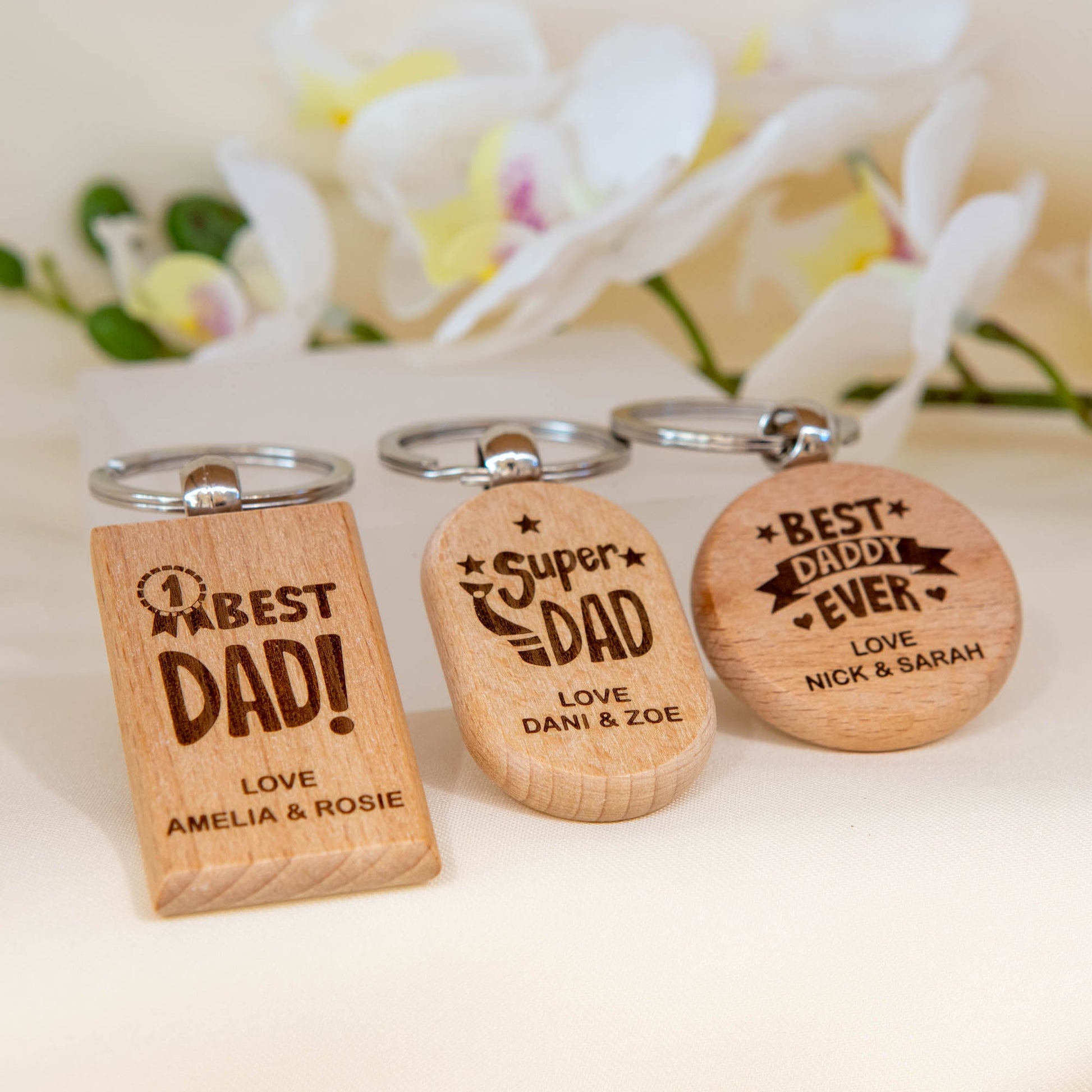Personalised Wooden Keyring – Father’s Day Gift Keychain, Custom message included - Personalised Key ring - Younique Gifts Melbourne