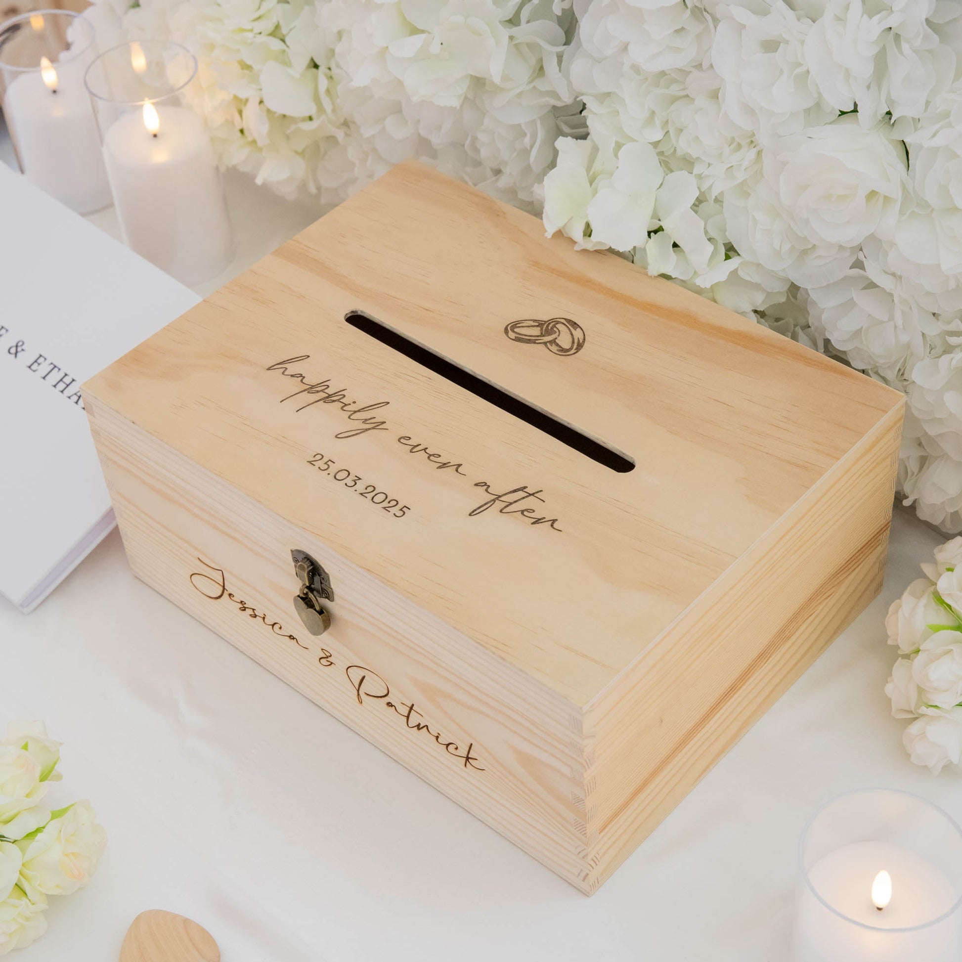 Personalised Wooden Wishing Well Box | Wedding Rings - Younique Gifts