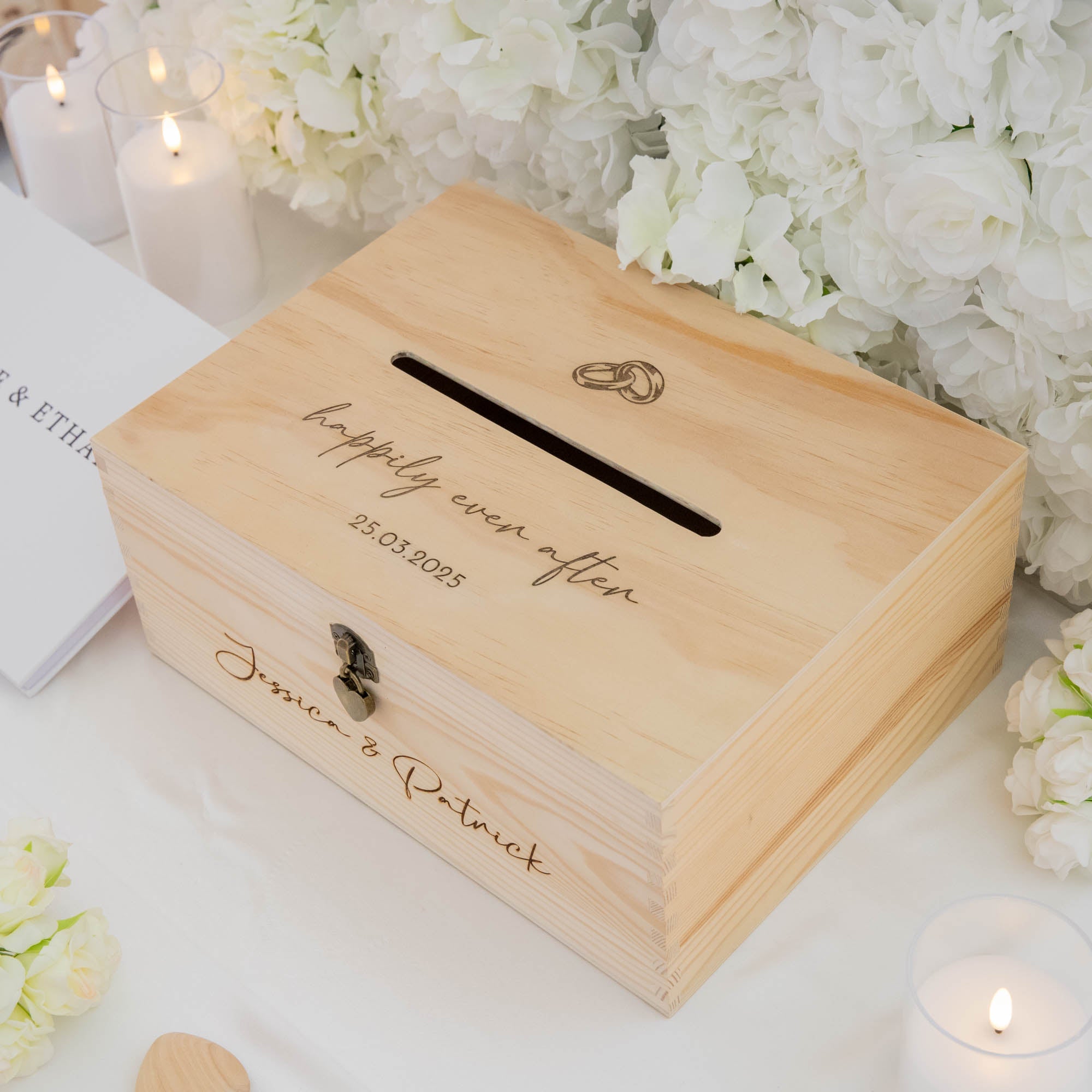 Personalised Wooden Wishing Well Box | Wedding Rings - Younique Gifts