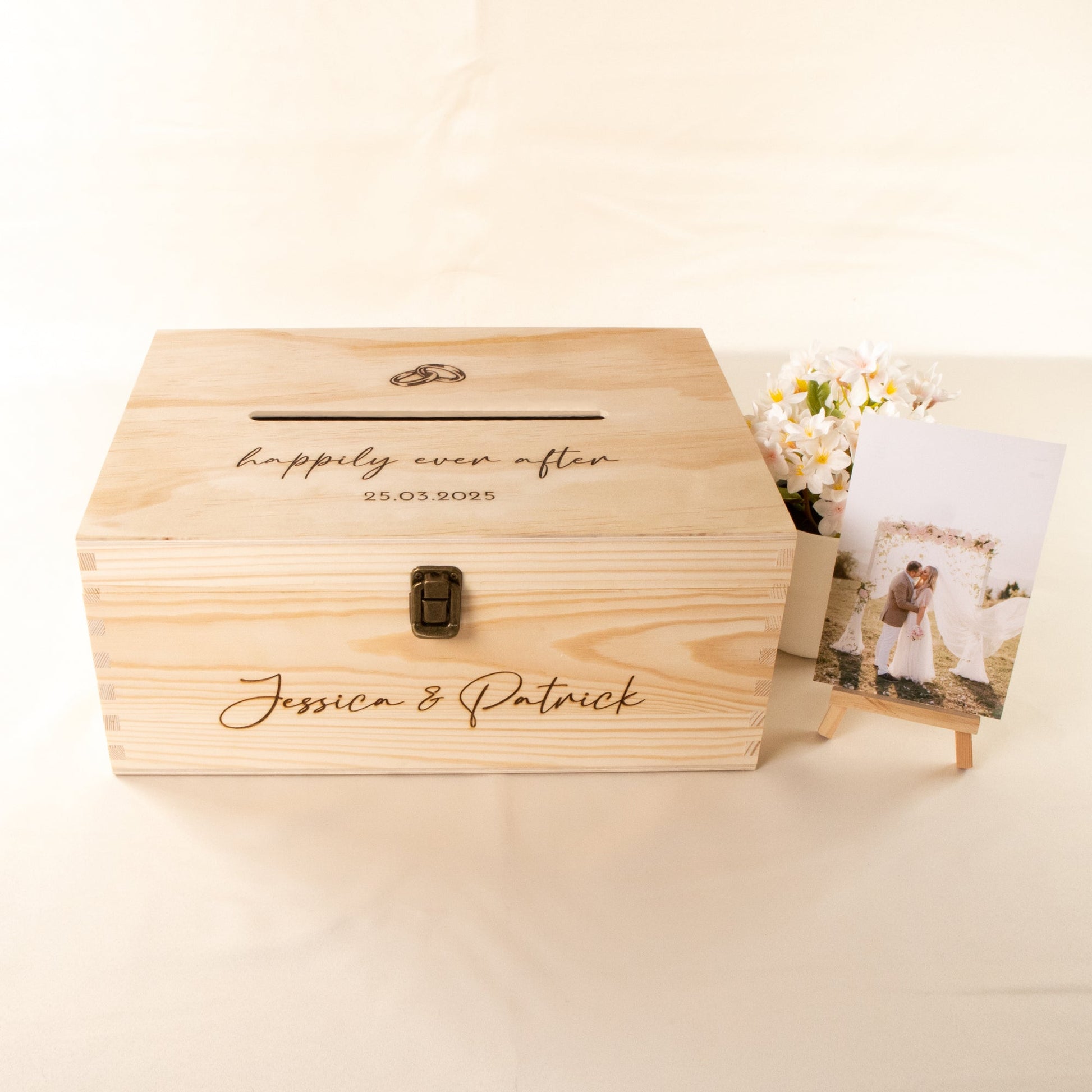 Personalised Wooden Wishing Well Box | Wedding Rings - Younique Gifts