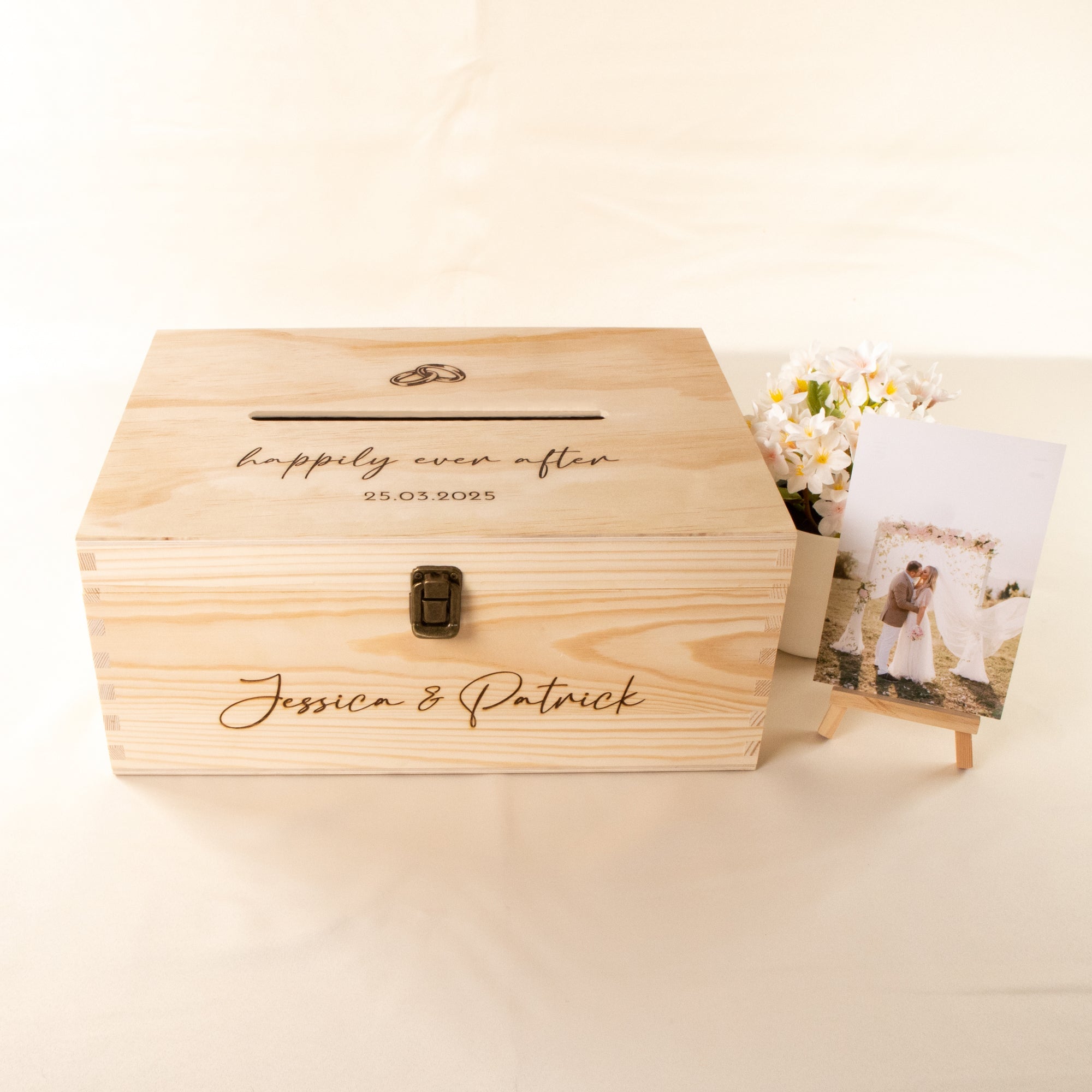 Personalised Wooden Wishing Well Box | Wedding Rings - Younique Gifts