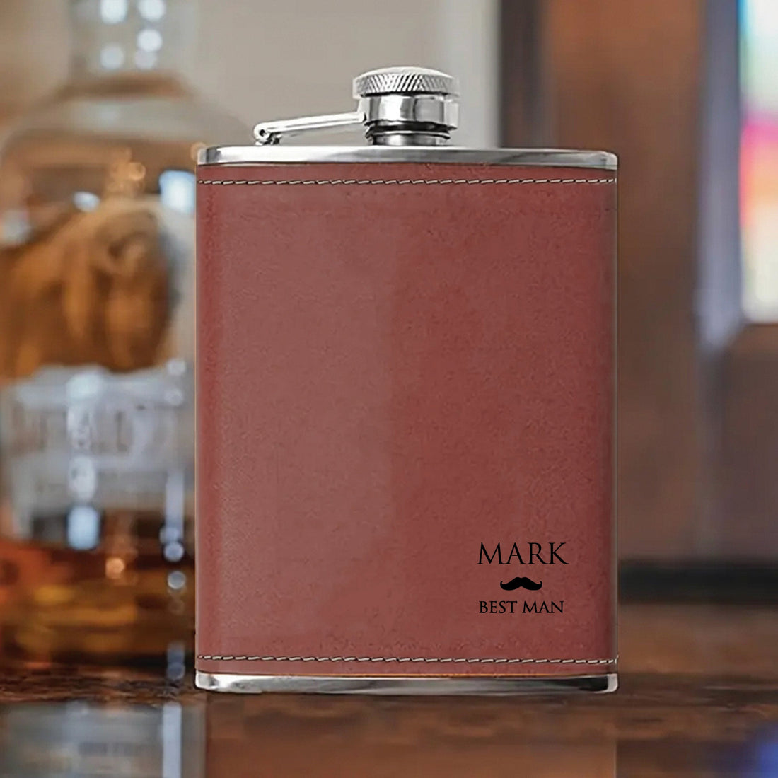 Personalized Groomsman Flask: Laser Engraved Stainless Steel Gift - Personalised Flask - Younique Gifts Melbourne