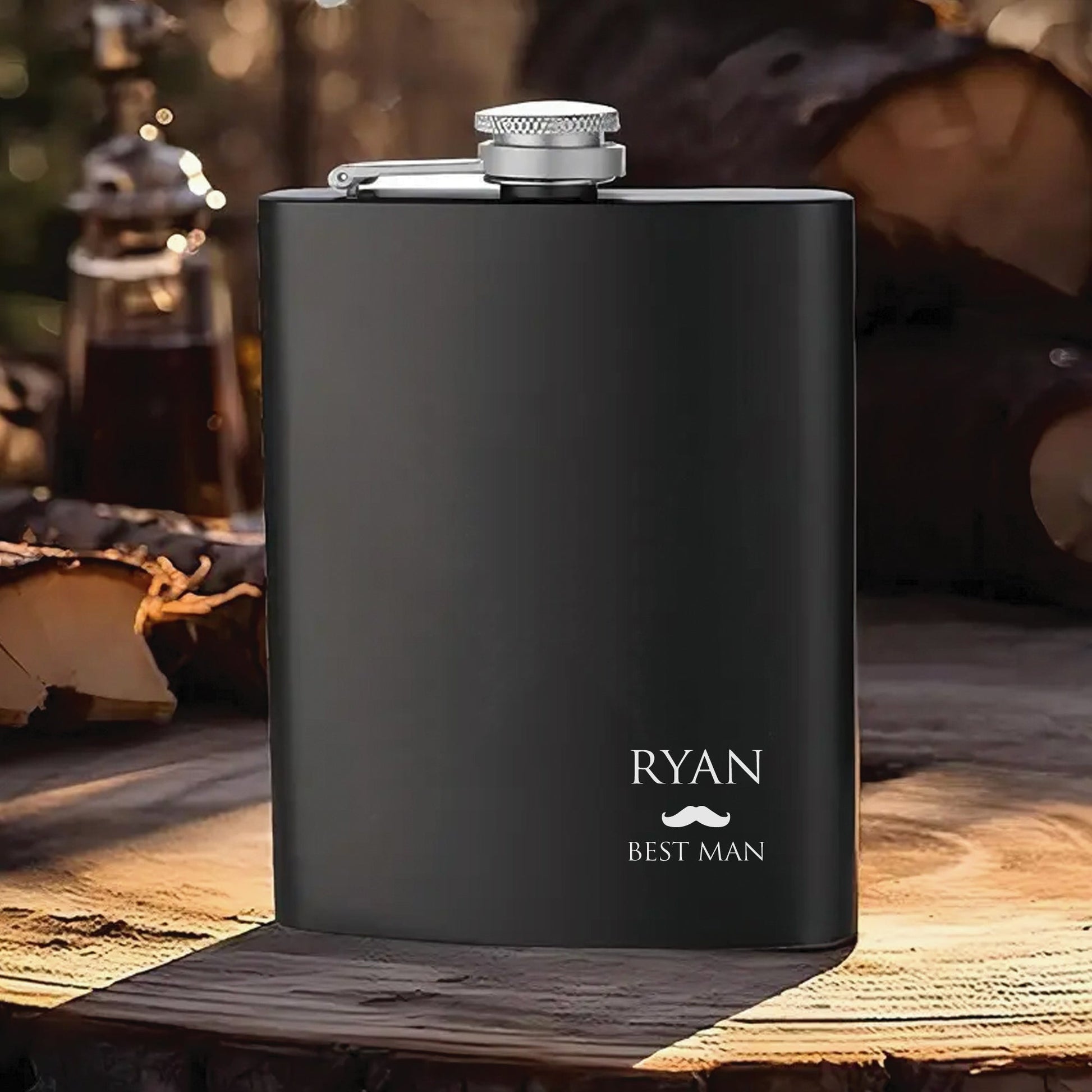 Personalized Groomsman Flask: Laser Engraved Stainless Steel Gift - Personalised Flask - Younique Gifts Melbourne