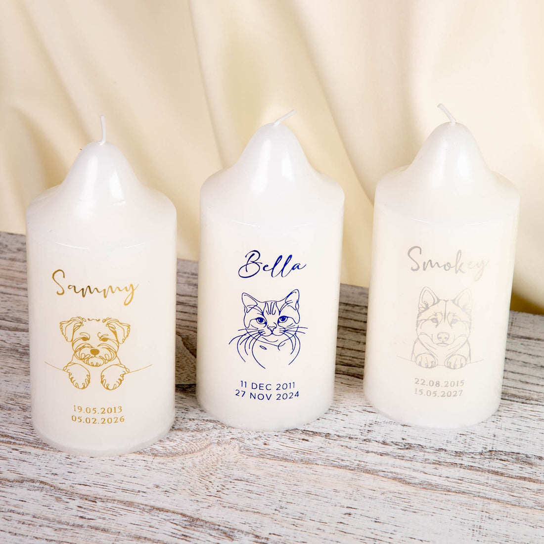 Personalized Pet Memorial Candle, Custom Gold Foil Keepsake - Younique Gifts
