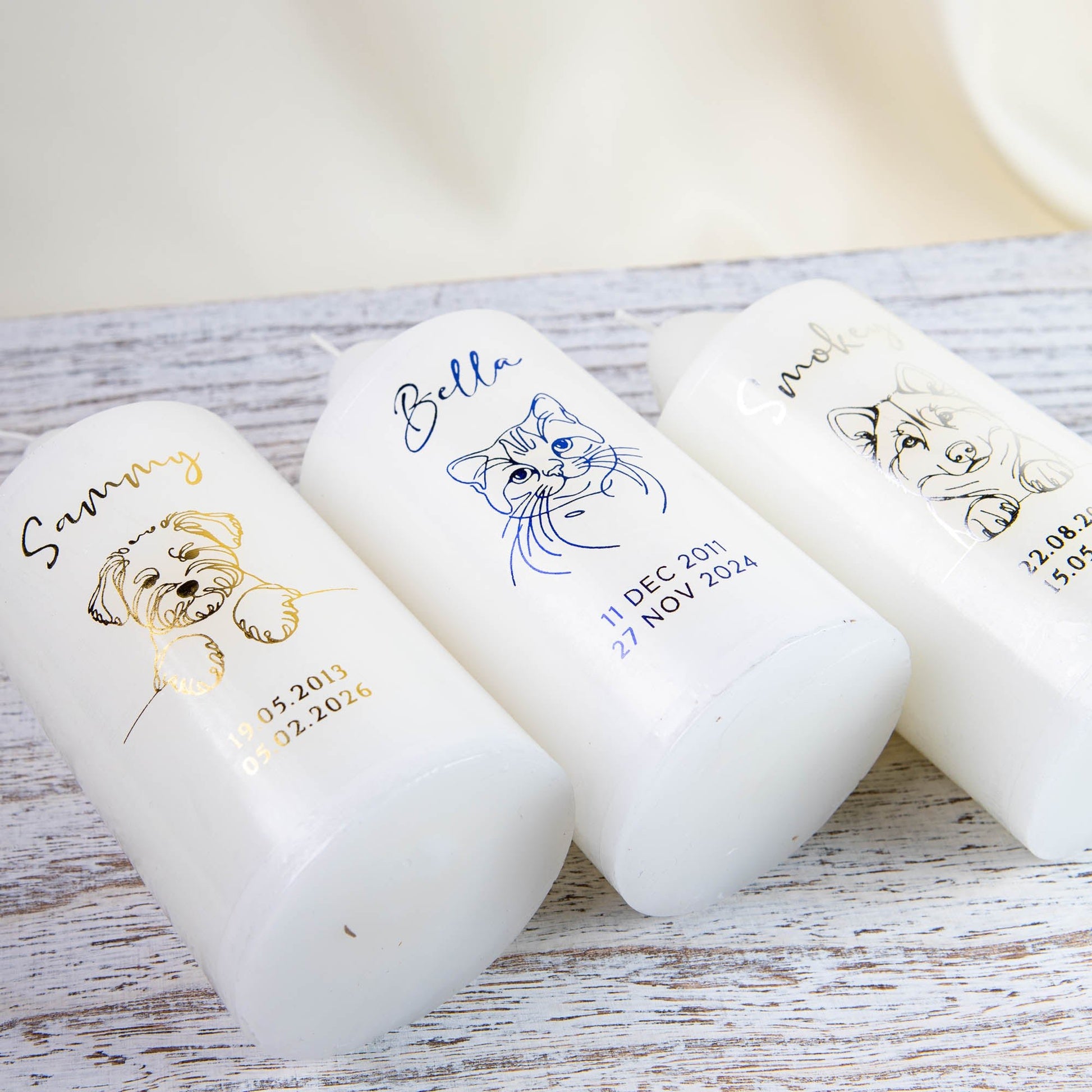 Personalized Pet Memorial Candle, Custom Gold Foil Keepsake - Younique Gifts
